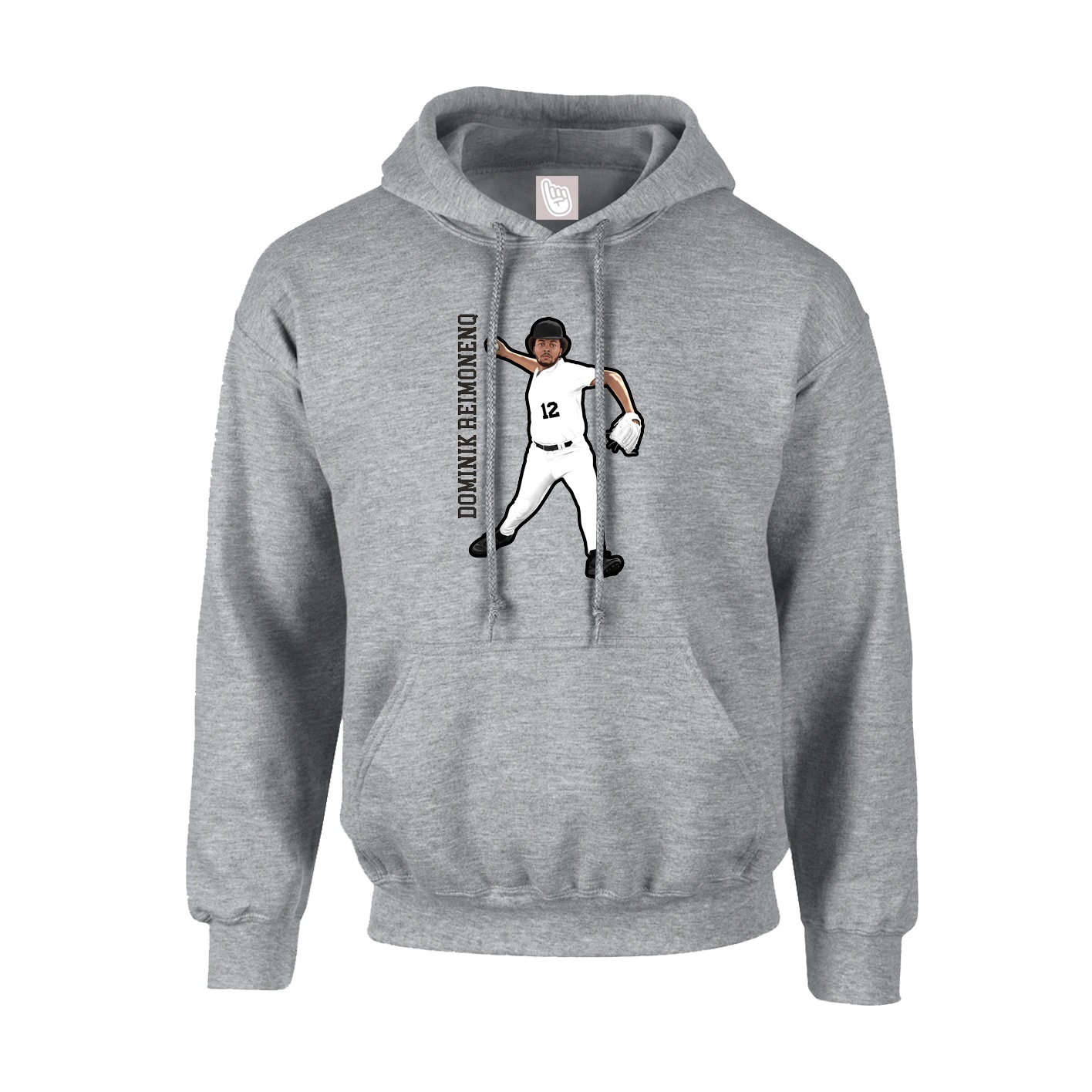 Youth Hoodie — Name Vertical in Grey