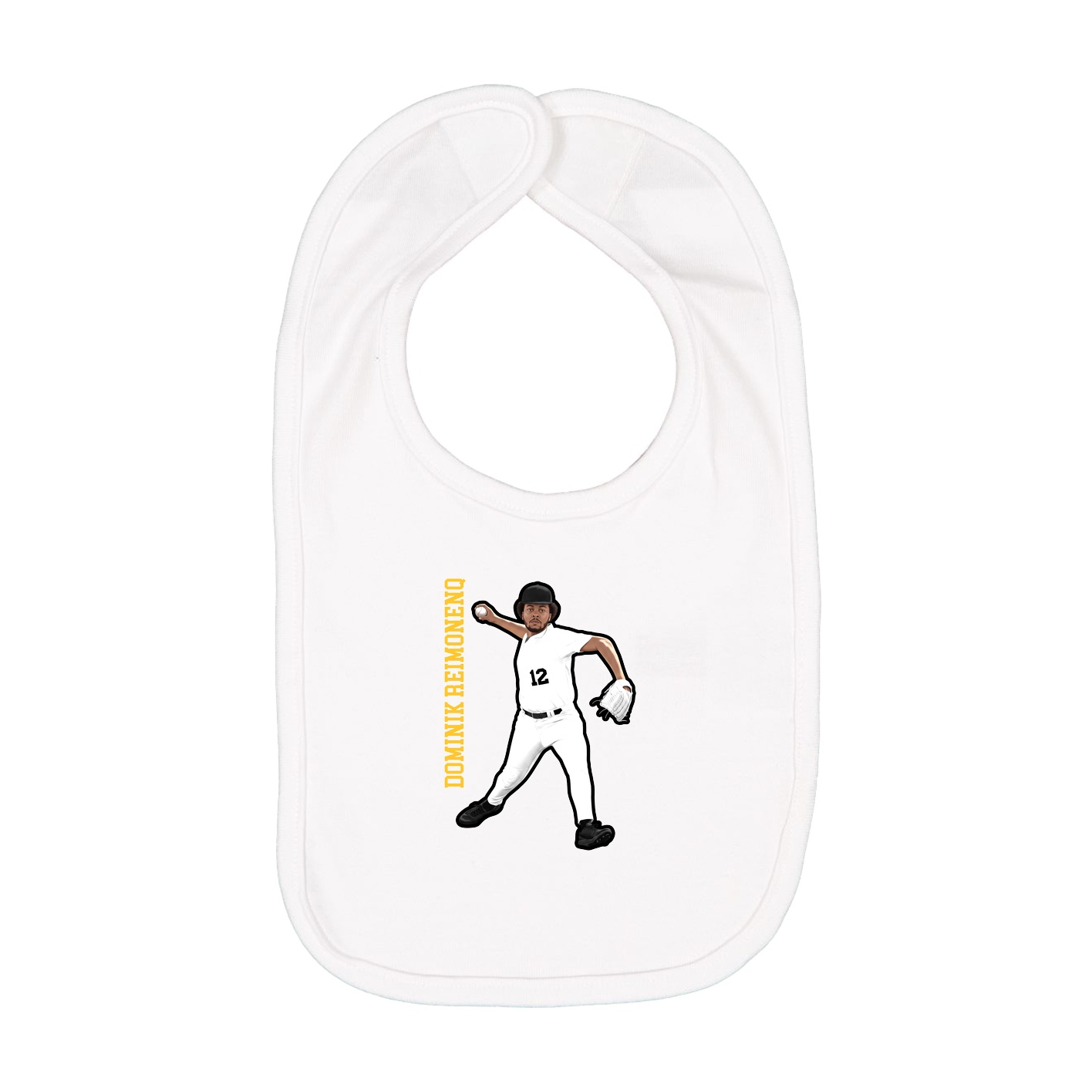 Infant Bib — Name Vertical in White