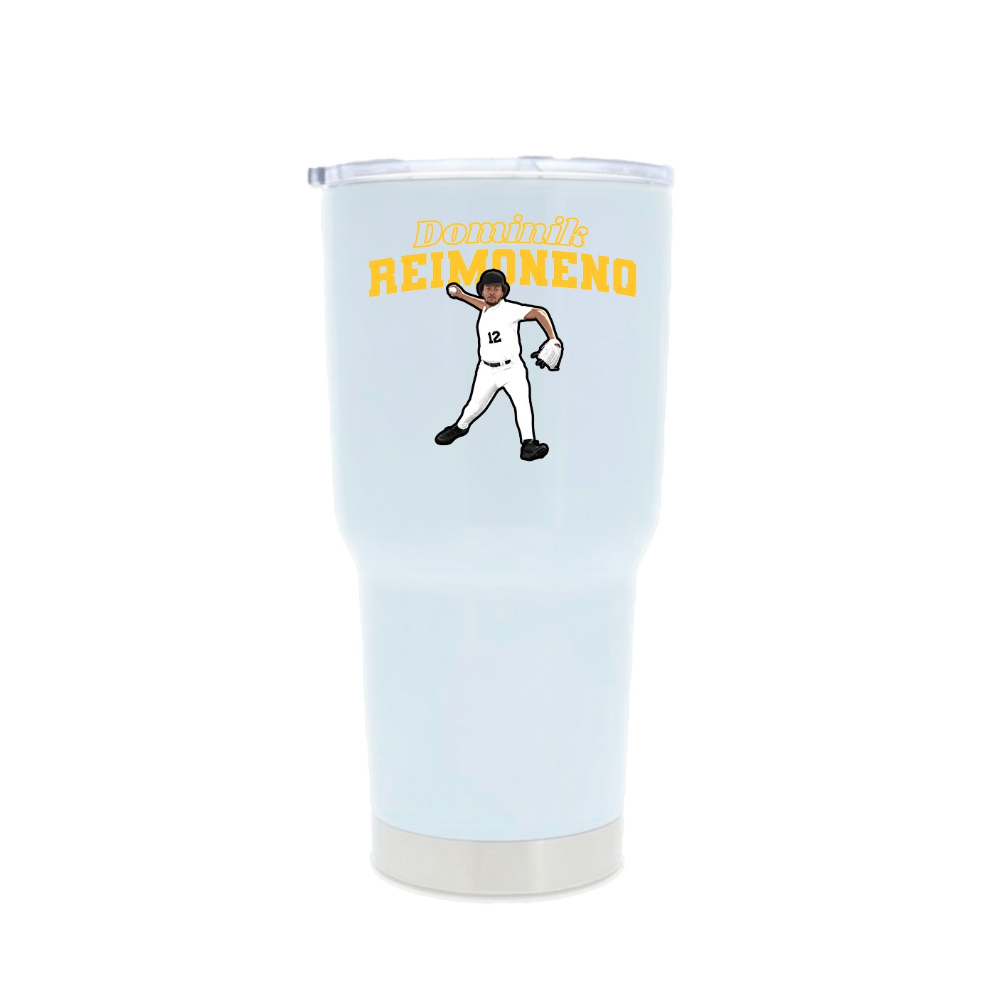 30oz Stainless Steel Tumbler — Name Arch in White