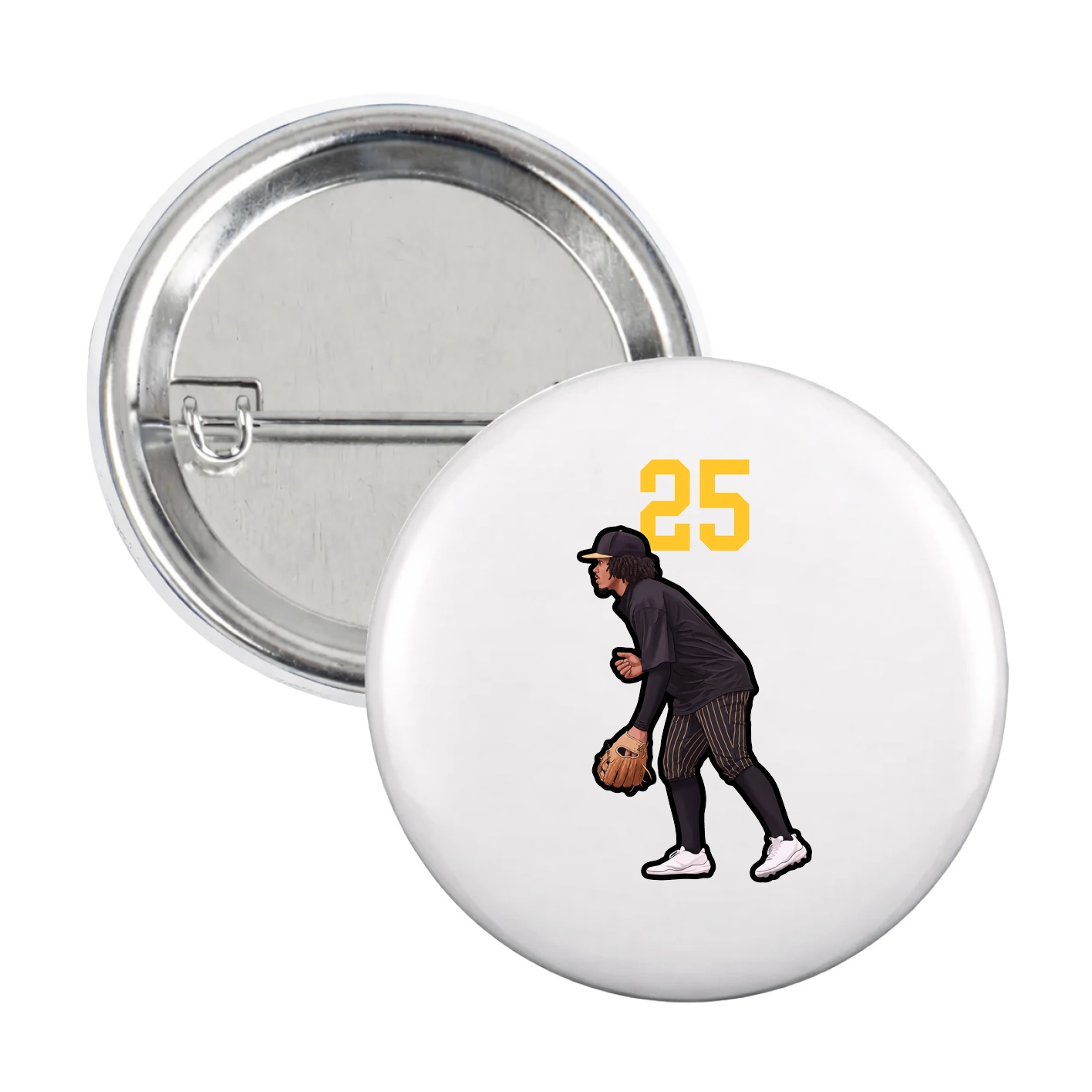 Game Day Button — Number Top in White