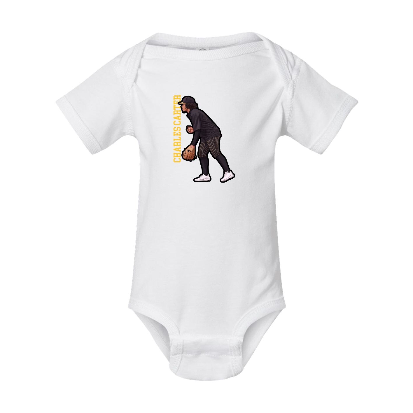 Baby Onesie — Name Vertical in White