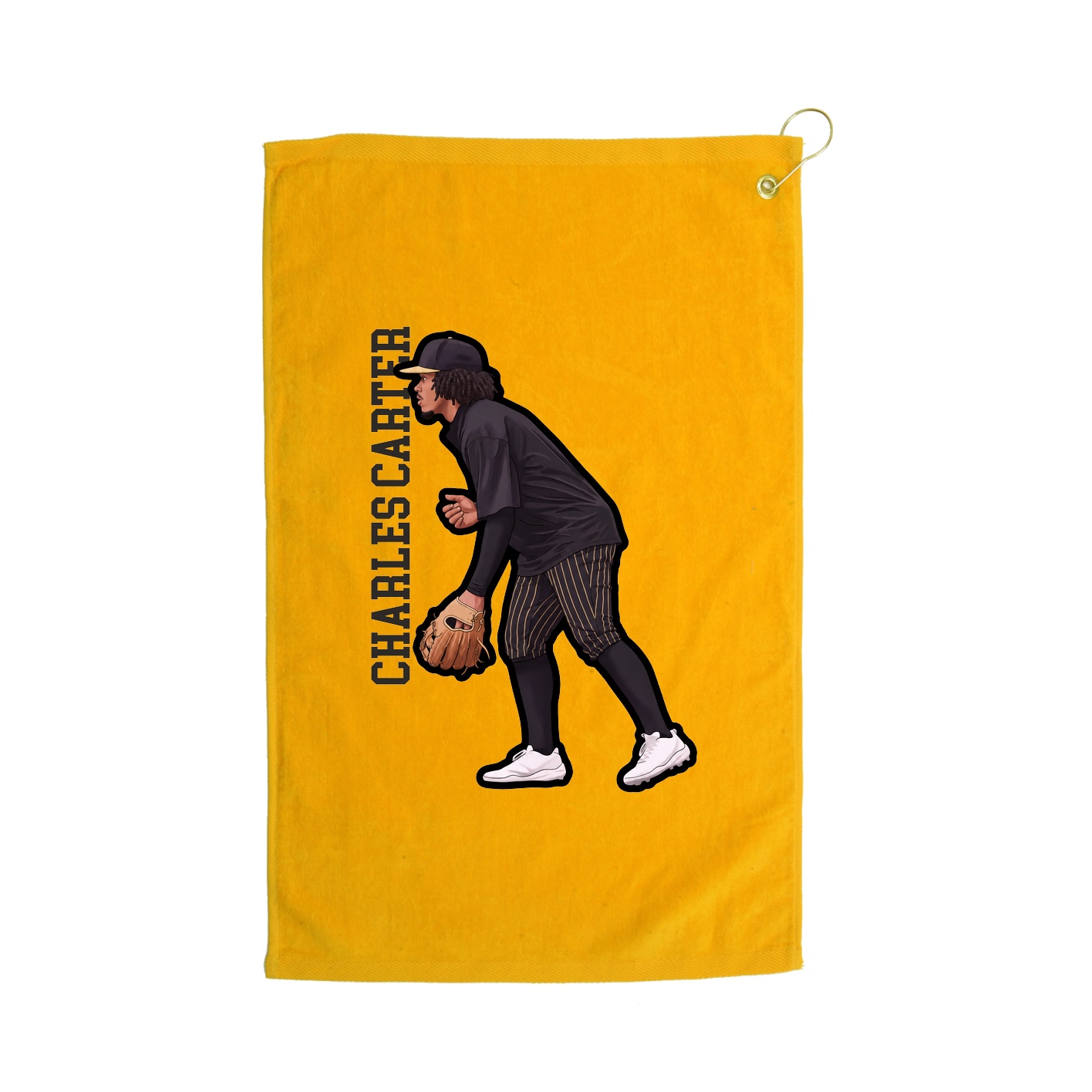 Golf Towel — Name Vertical in Gold