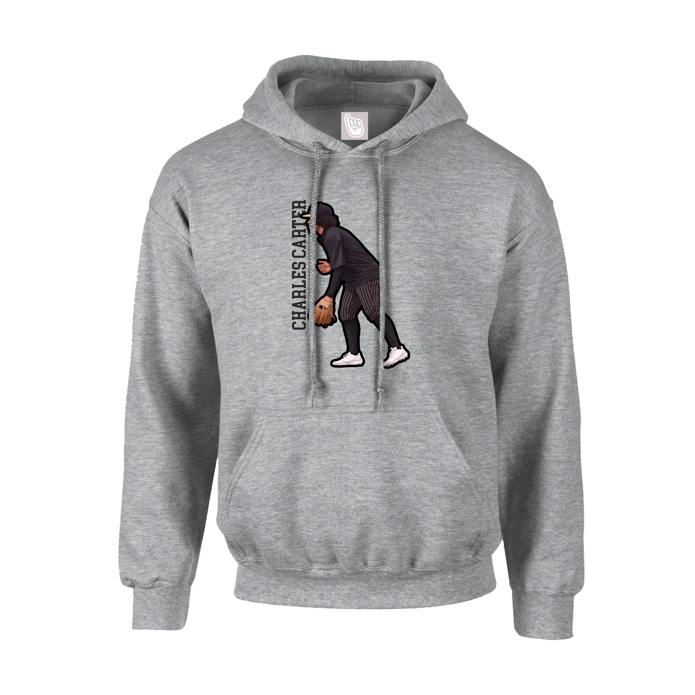 Youth Hoodie — Name Vertical in Grey