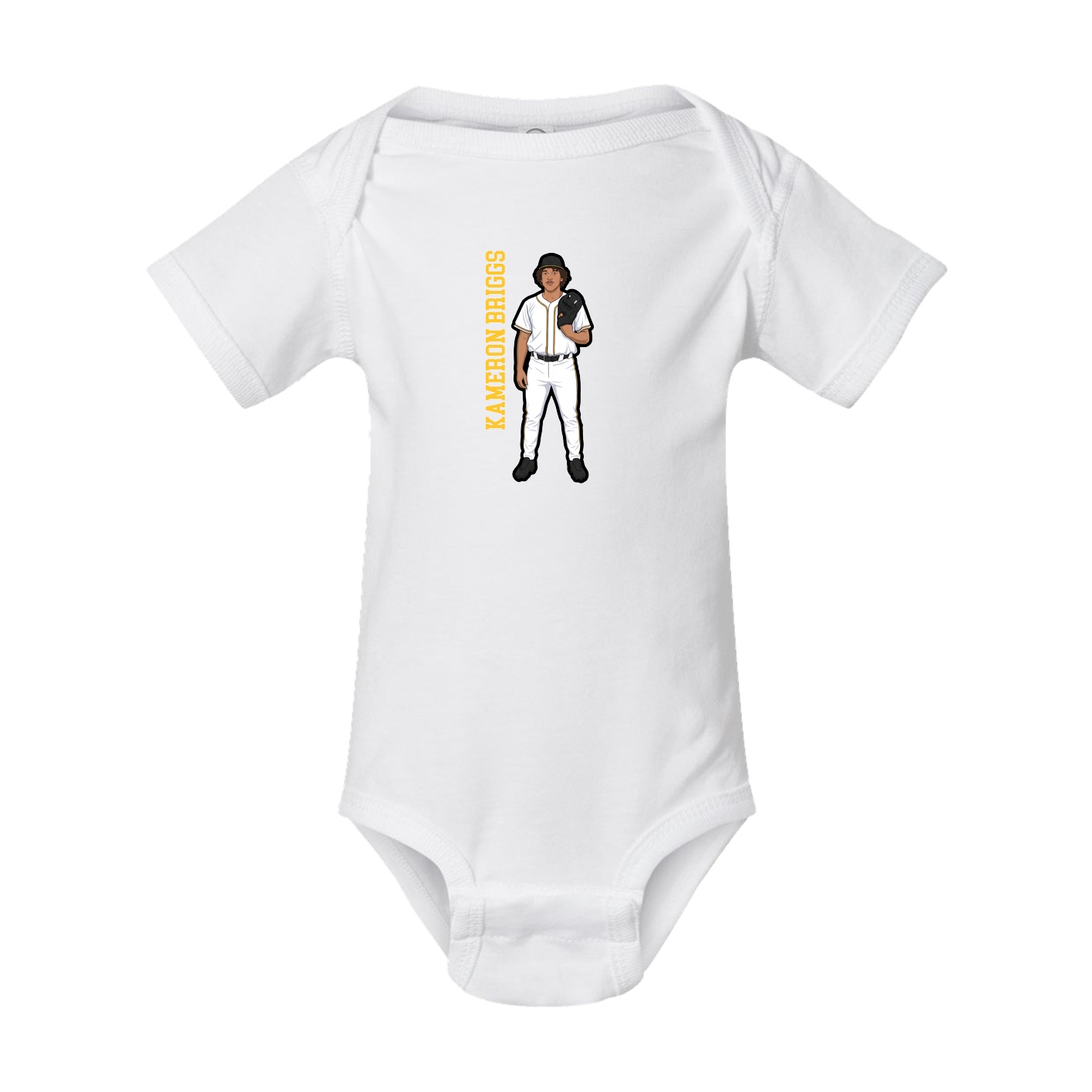 Baby Onesie — Name Vertical in White