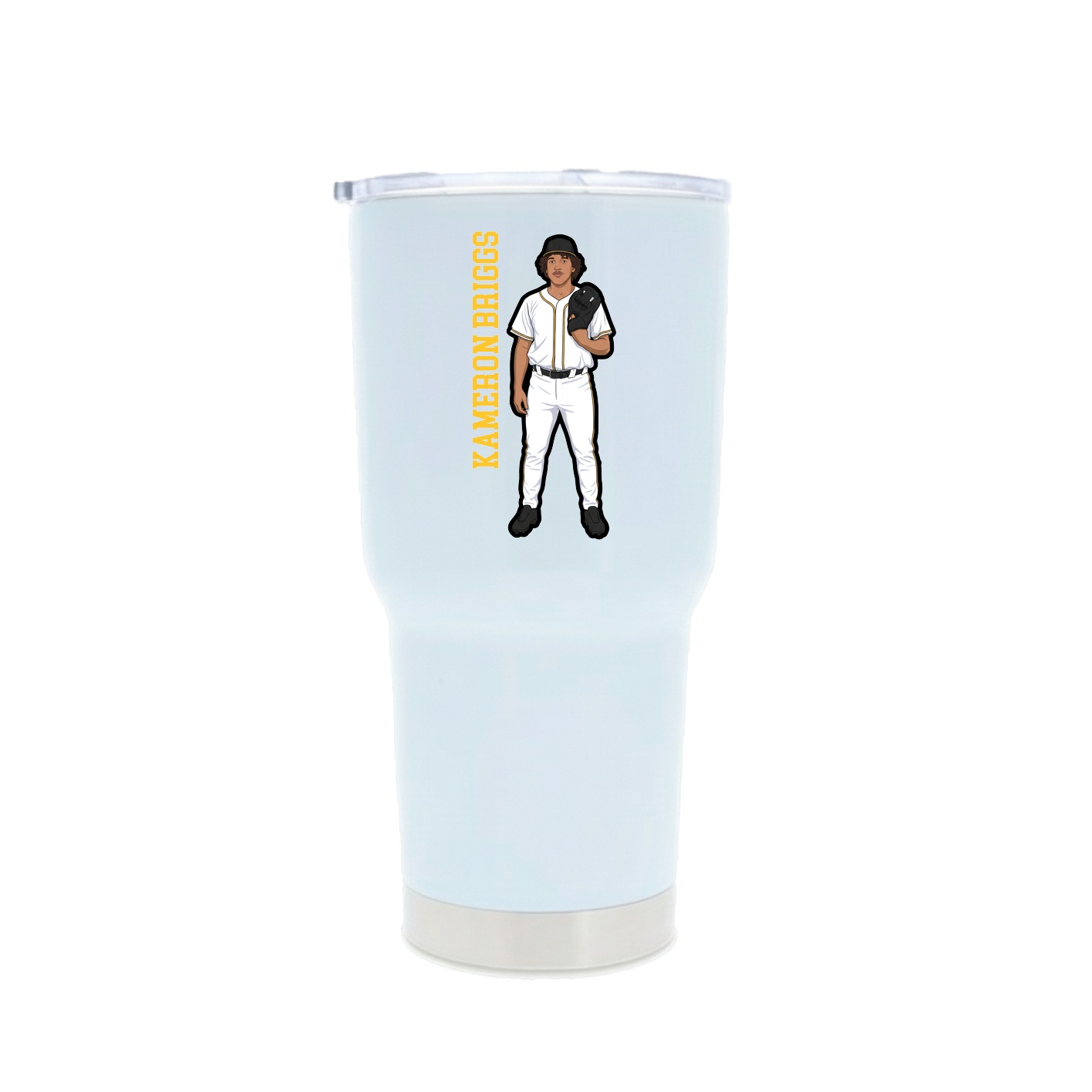 30oz Stainless Steel Tumbler — Name Vertical in White