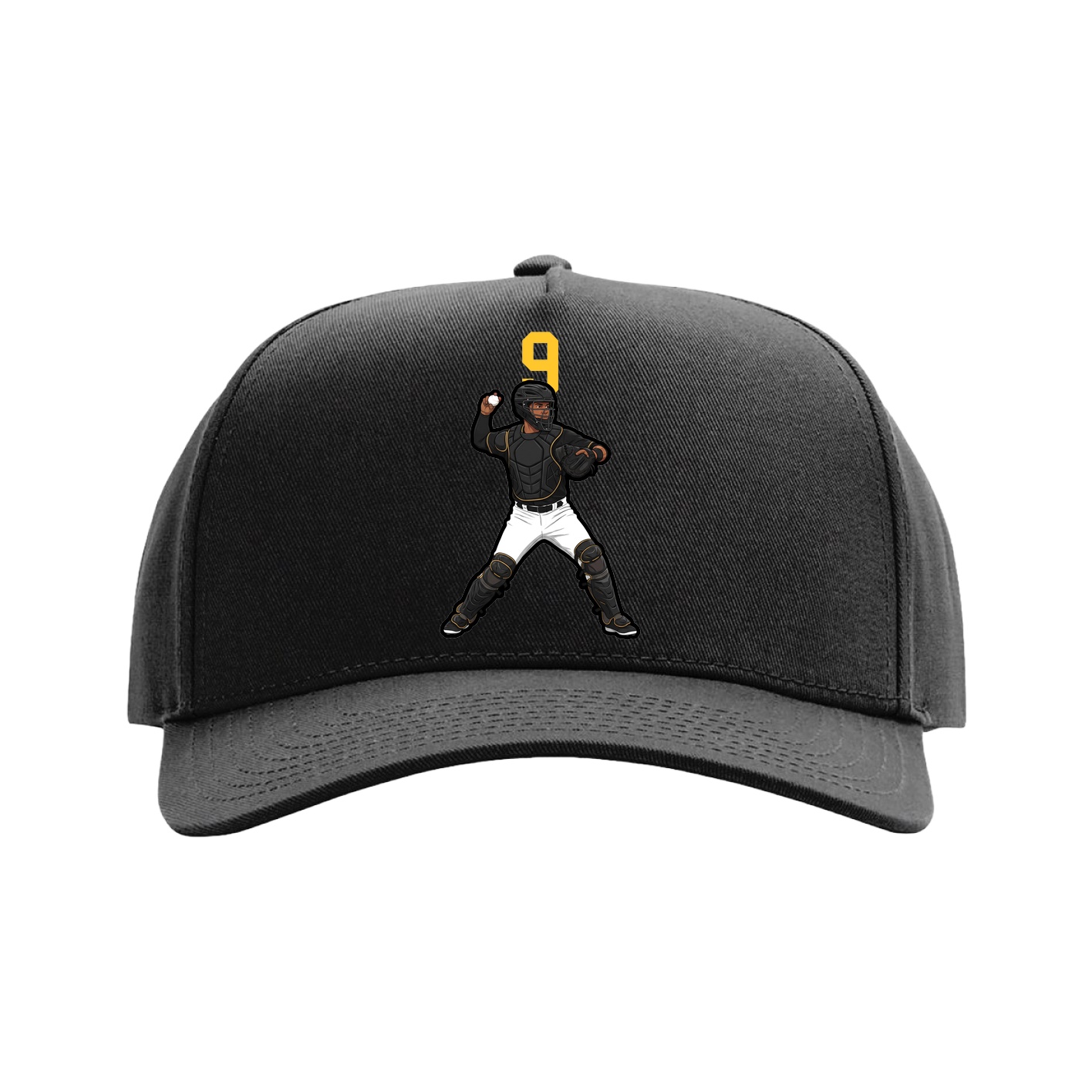 Full Fabric Five-Panel Champ Cap — Number Top in Black