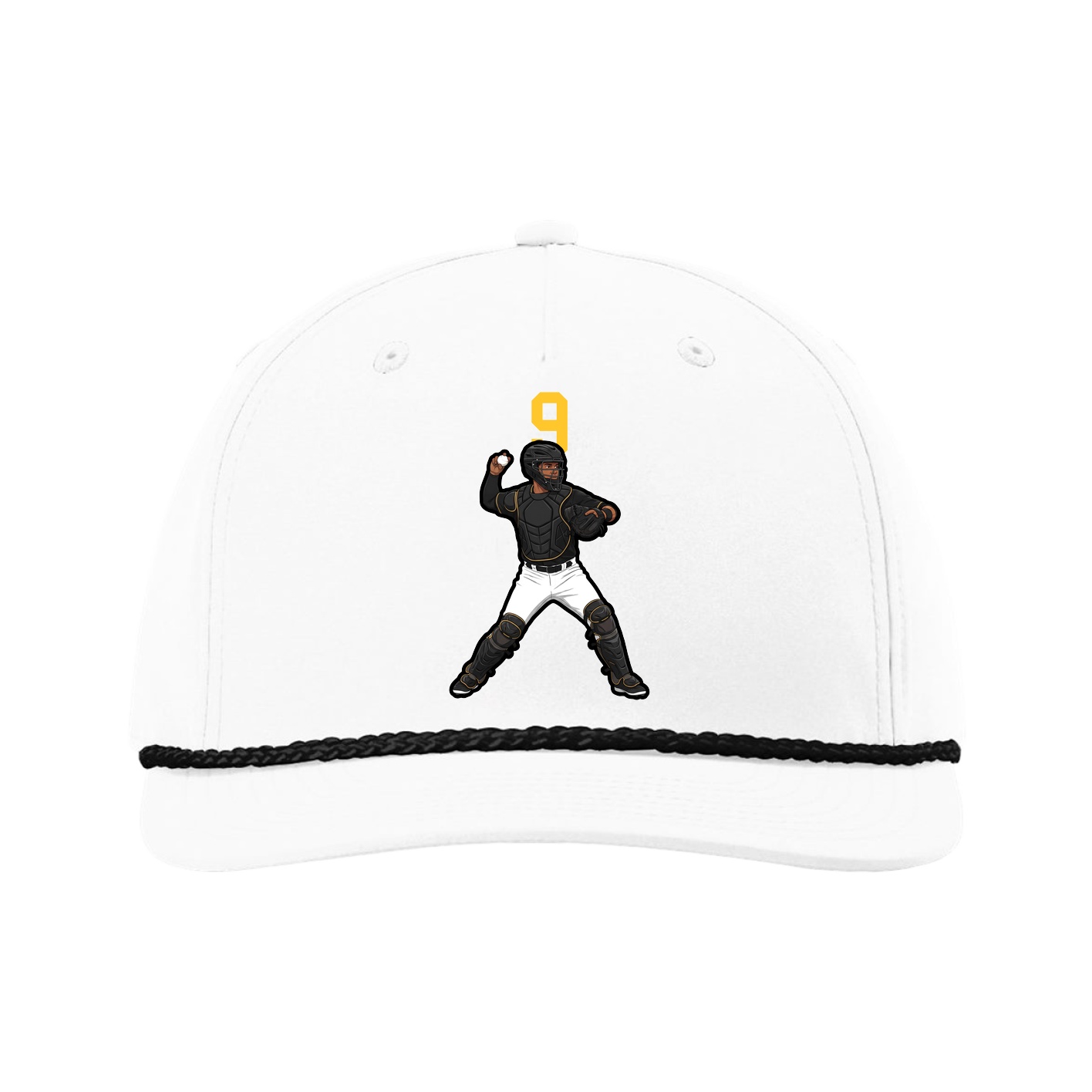 Five-Panel Classic Rope Cap — Number Top in White