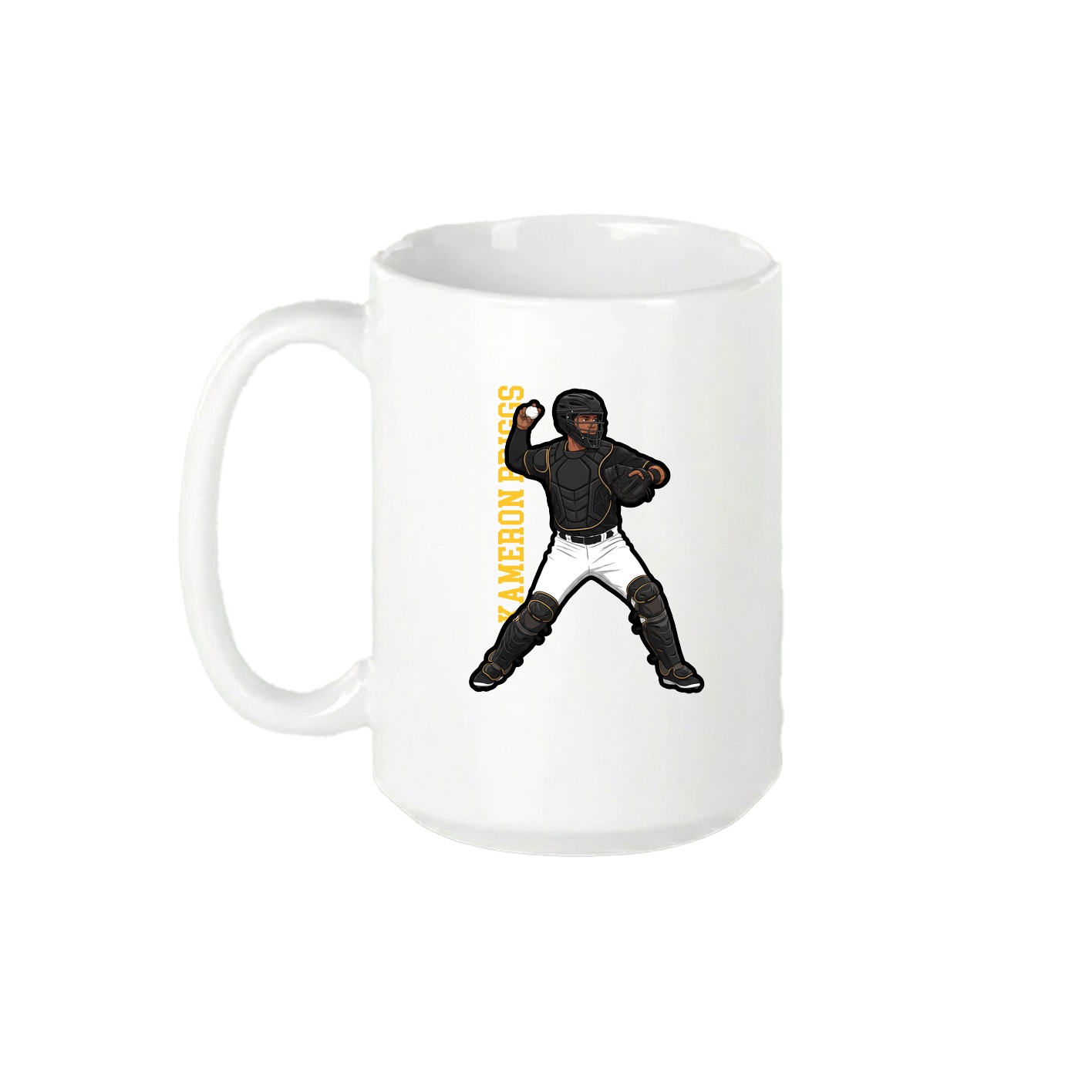 15oz Coffee Mug — Name Vertical in White