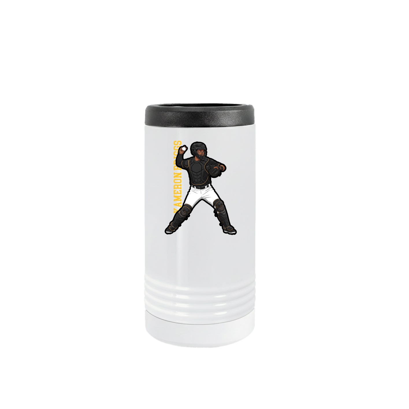 Slim Beverage Holder — Name Vertical in White