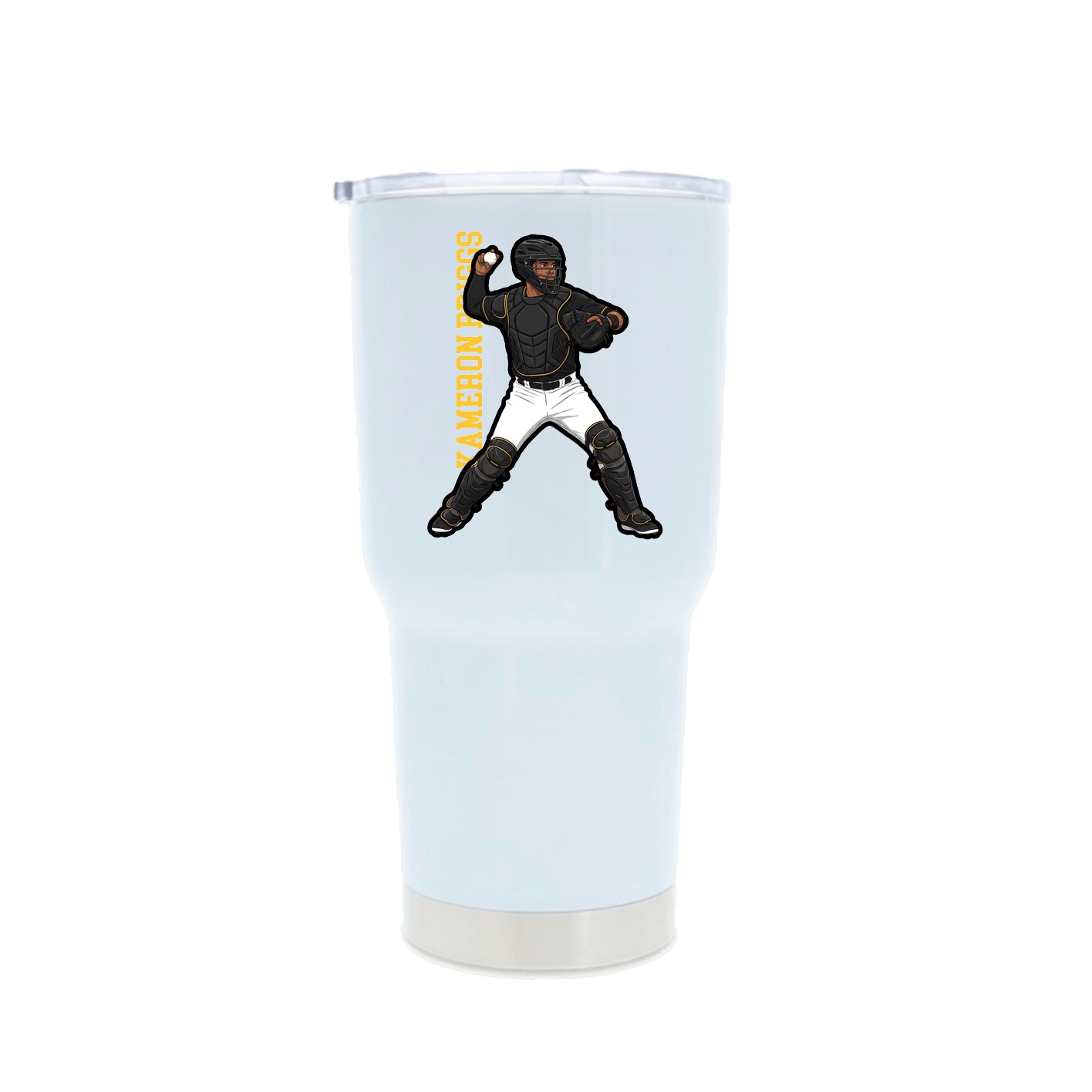 30oz Stainless Steel Tumbler — Name Vertical in White