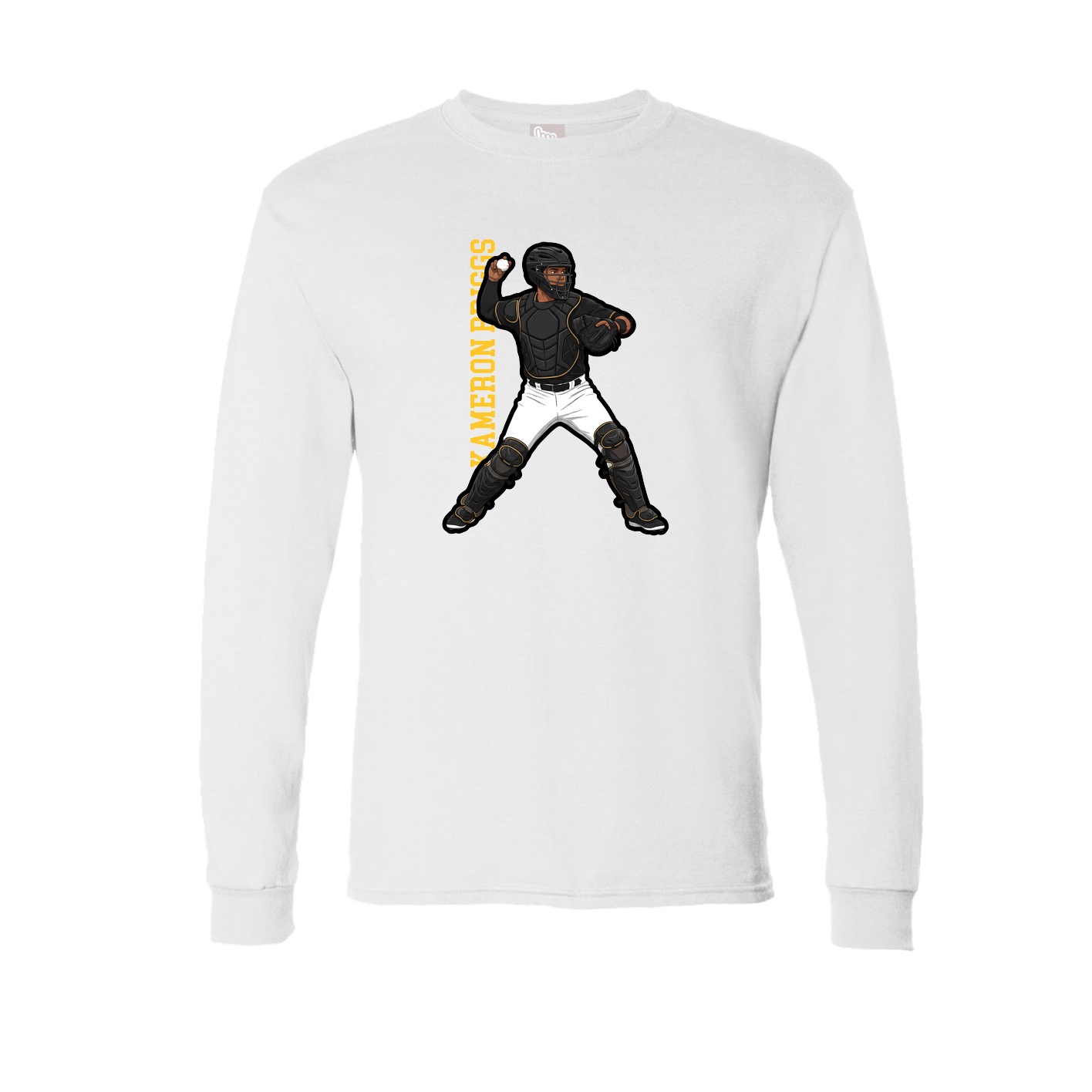Long Sleeve Tee — Name Vertical in White