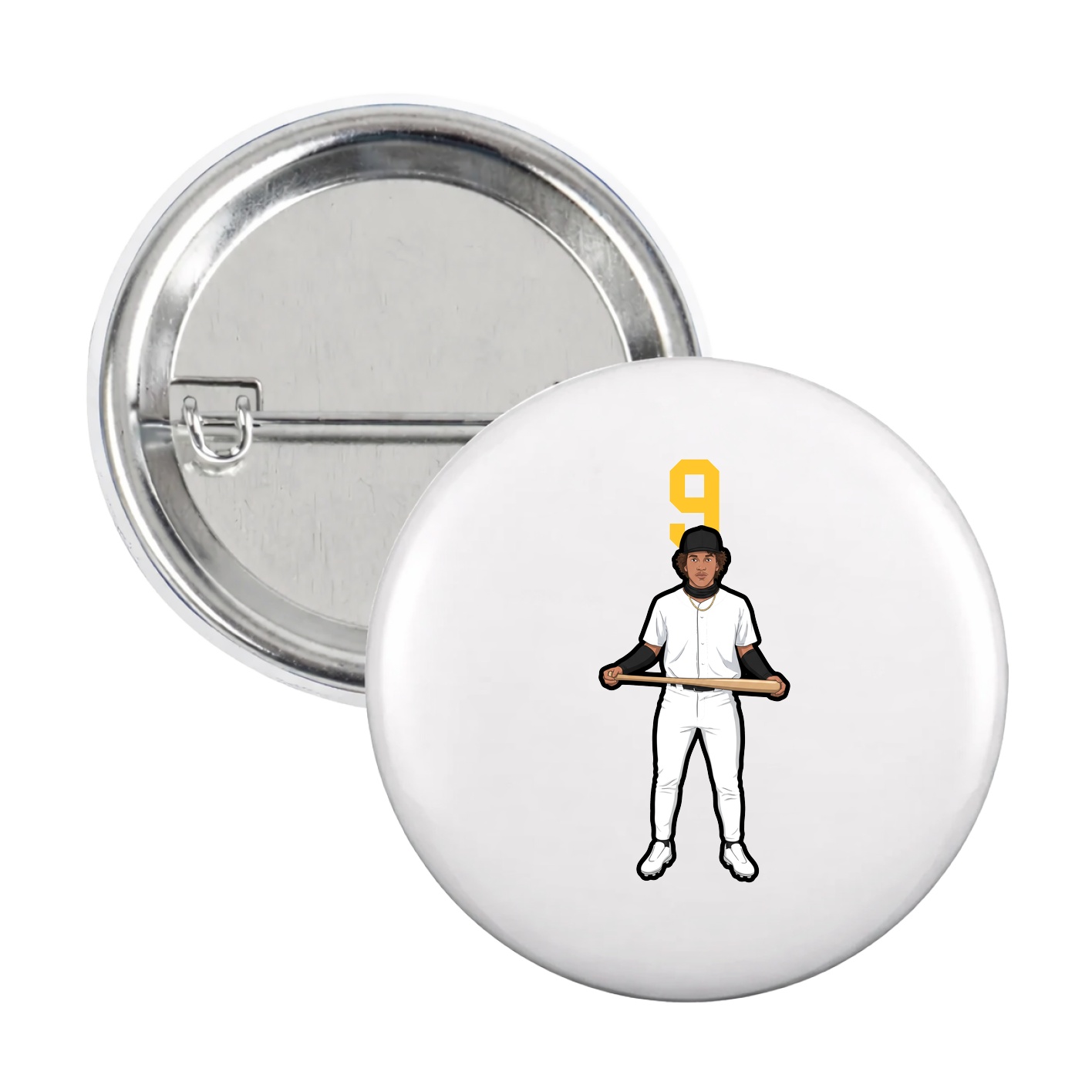 Game Day Button — Number Top in White