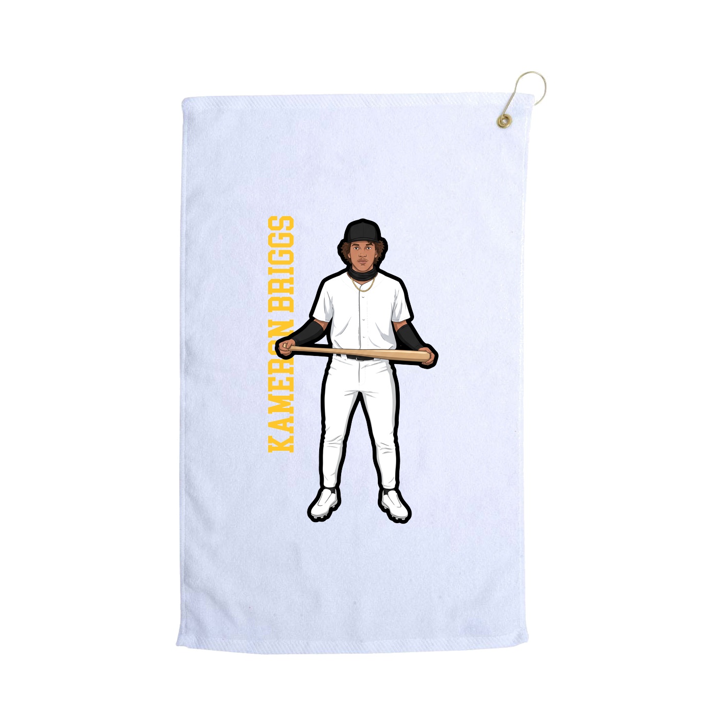Golf Towel — Name Vertical in White
