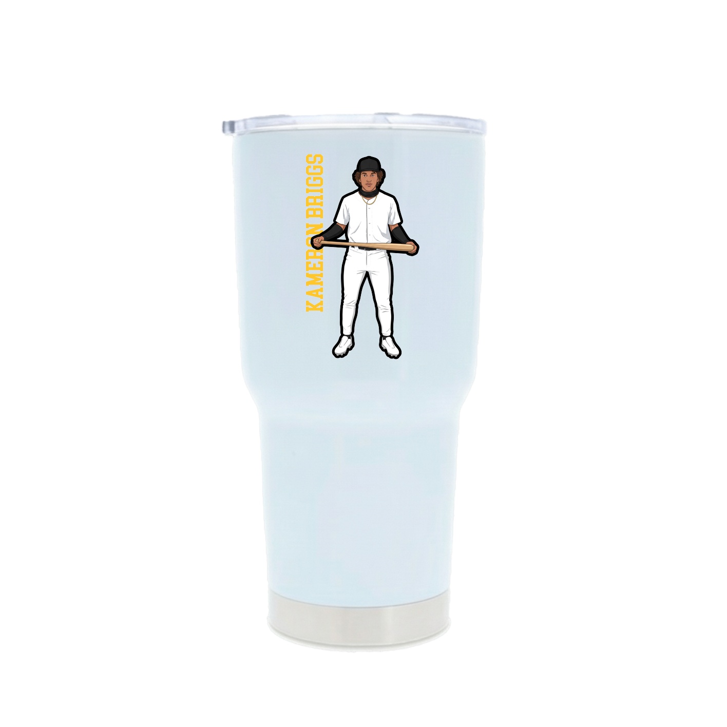 30oz Stainless Steel Tumbler — Name Vertical in White