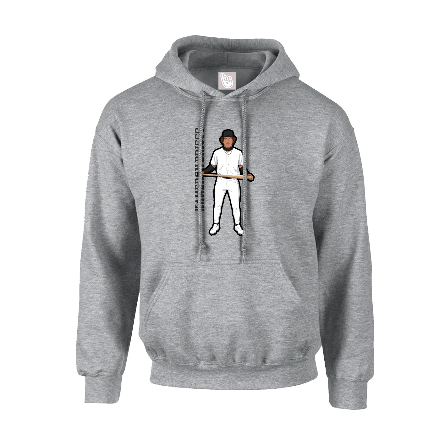 Hoodie — Name Vertical in Grey