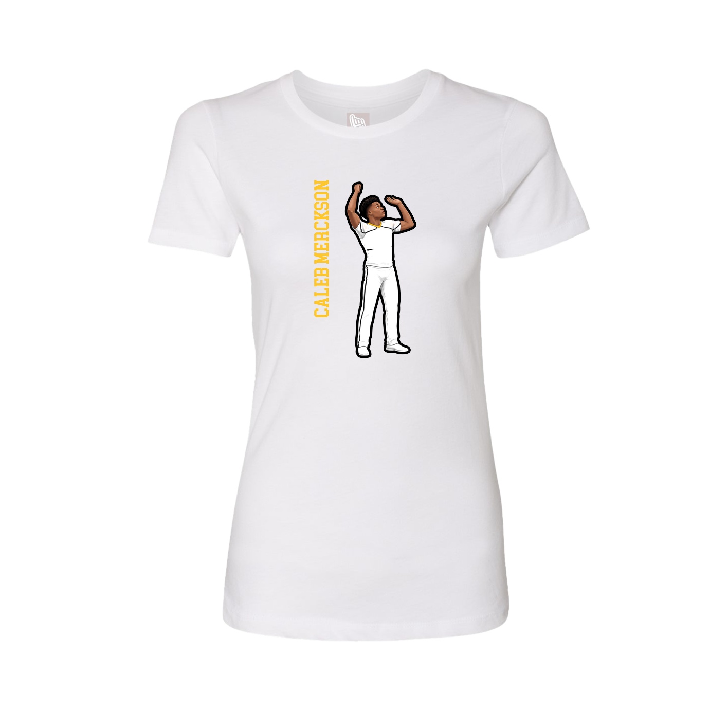 Fitted Women's Tee — Name Vertical in White