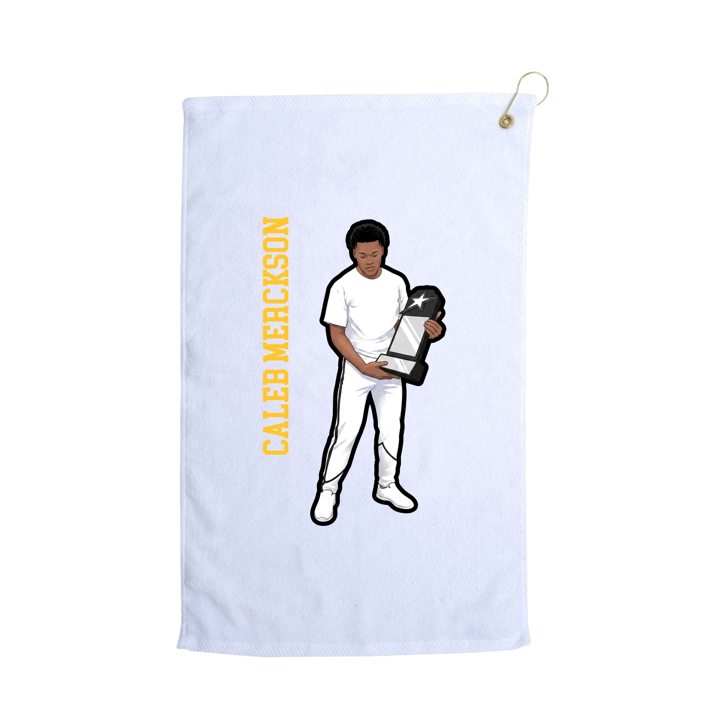 Golf Towel — Name Vertical in White