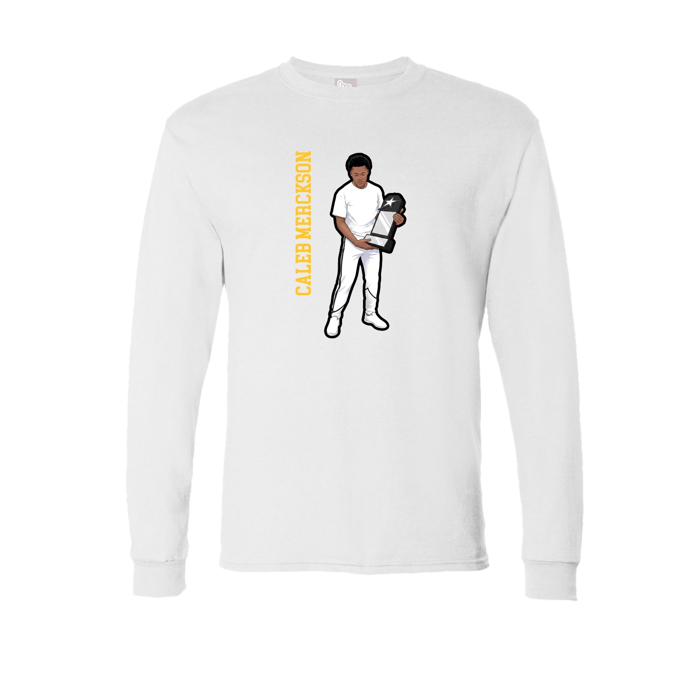 Long Sleeve Tee — Name Vertical in White