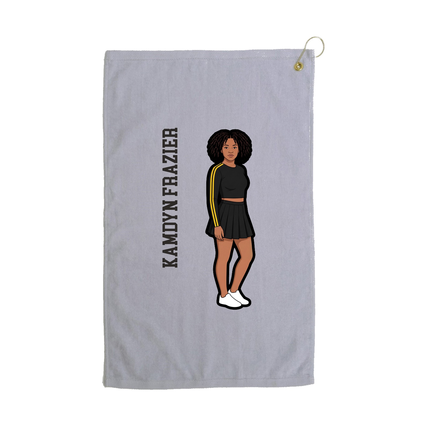 Golf Towel — Name Vertical in Grey