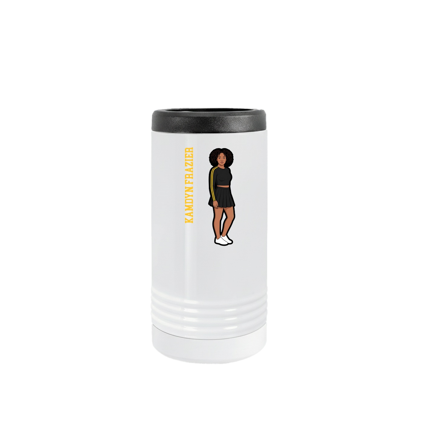 Slim Beverage Holder — Name Vertical in White