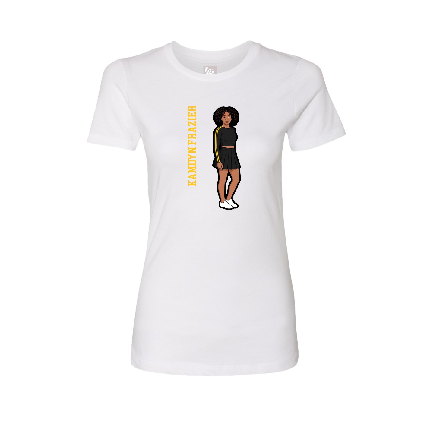 Fitted Women's Tee — Name Vertical in White