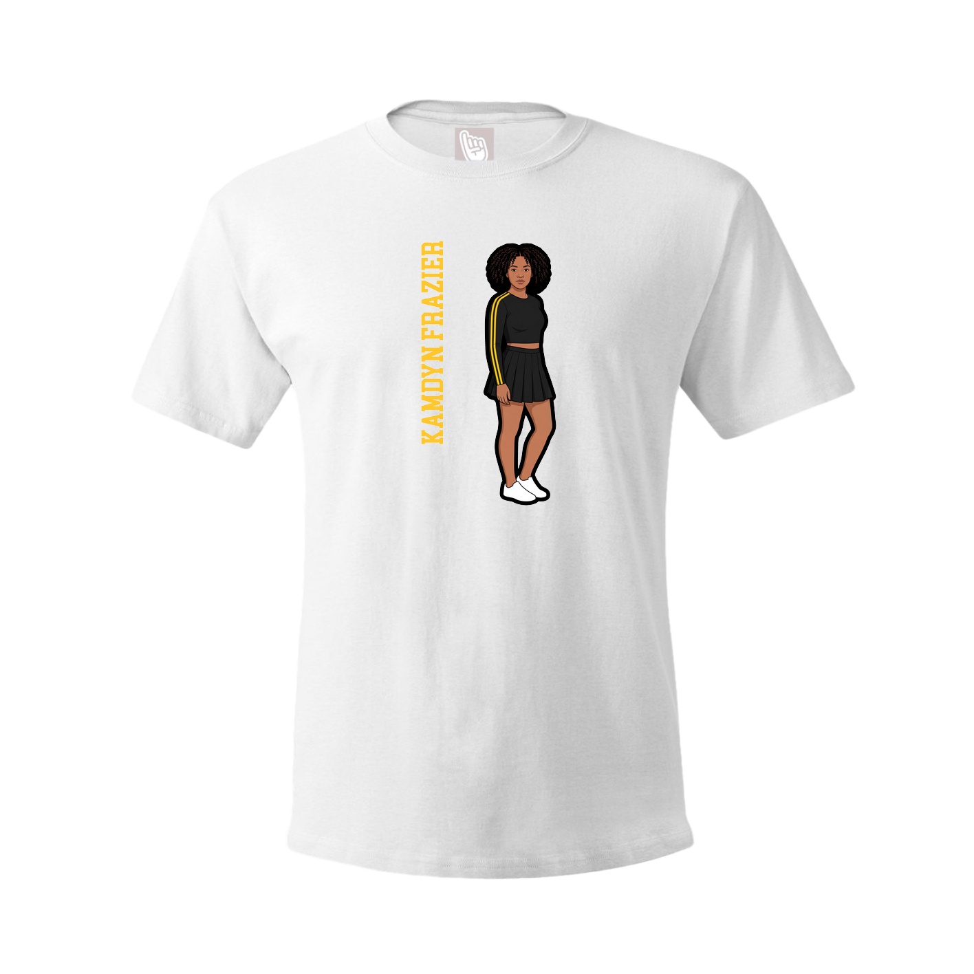 Youth Tee — Name Vertical in White