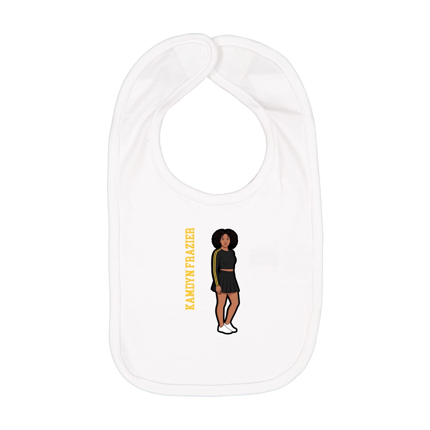 Infant Bib — Name Vertical in White