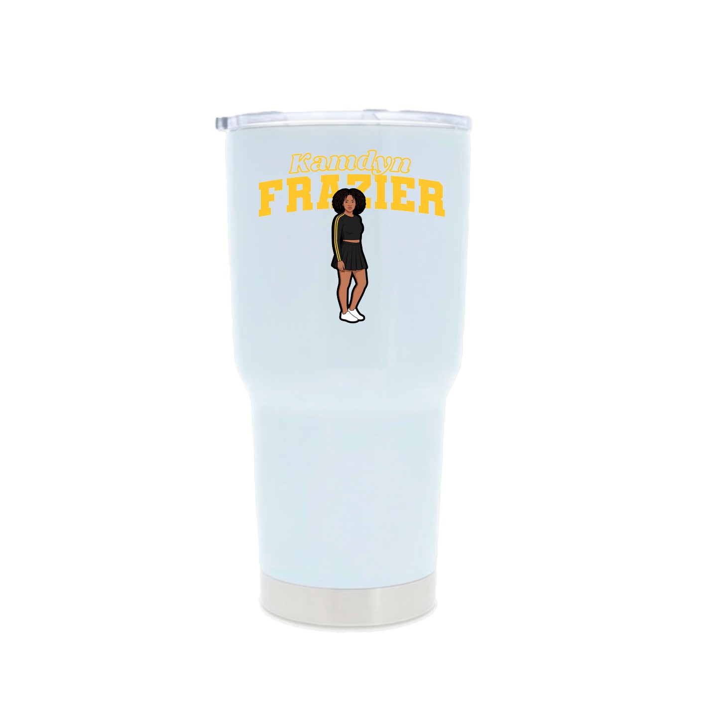 30oz Stainless Steel Tumbler — Name Arch in White