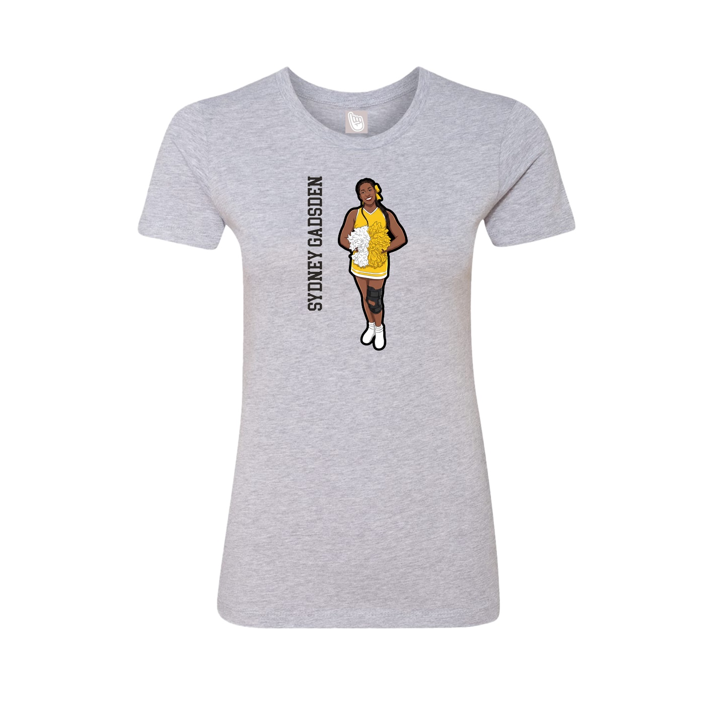 Fitted Women's Tee — Name Vertical in Grey