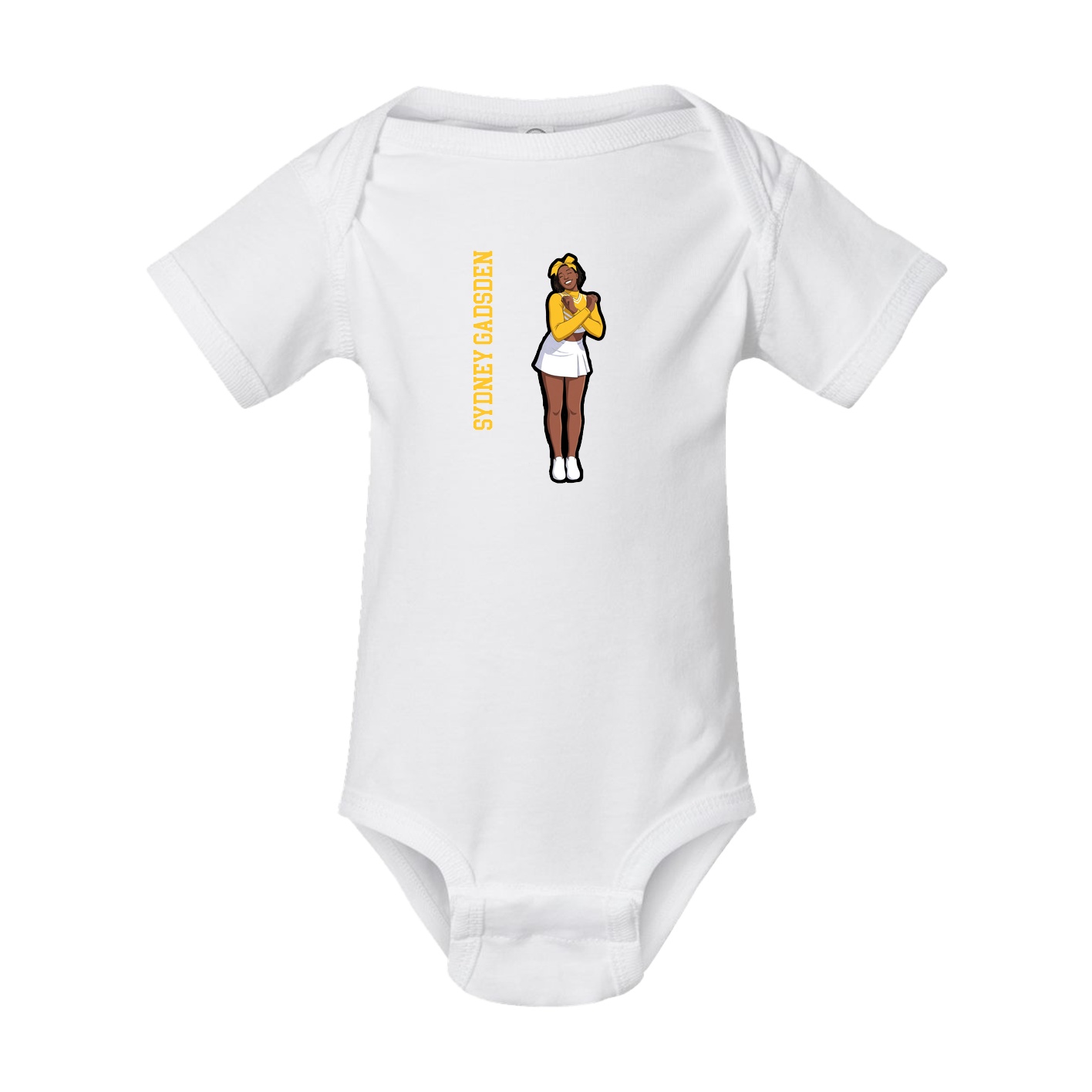 Baby Onesie — Name Vertical in White