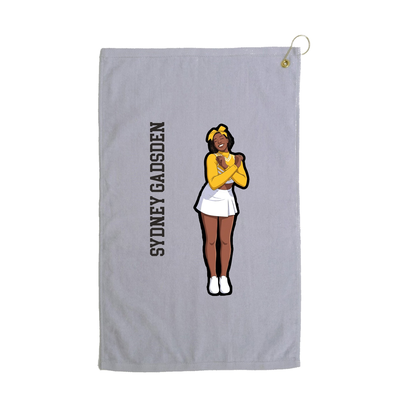 Golf Towel — Name Vertical in Grey