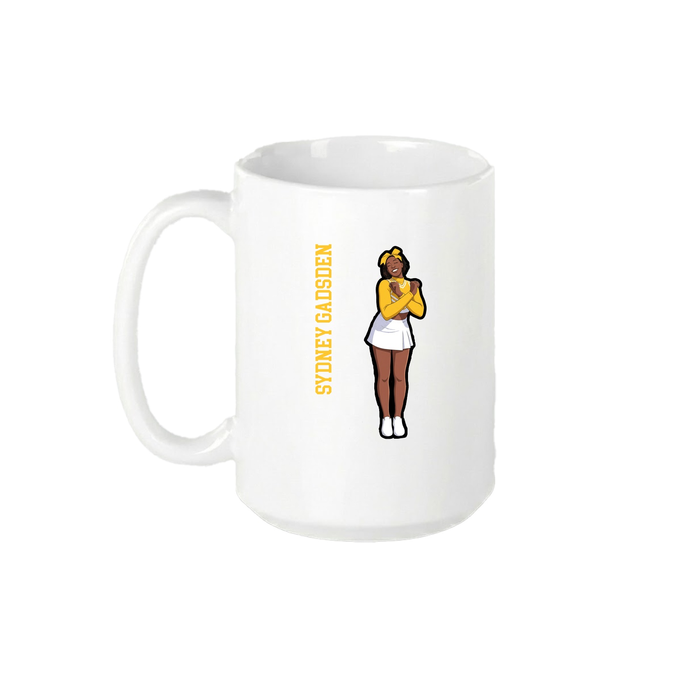 15oz Coffee Mug — Name Vertical in White