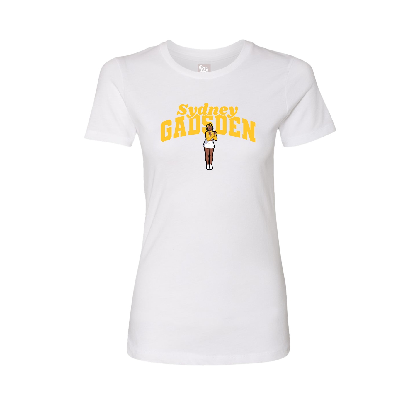 Fitted Women's Tee — Signature Arch in White