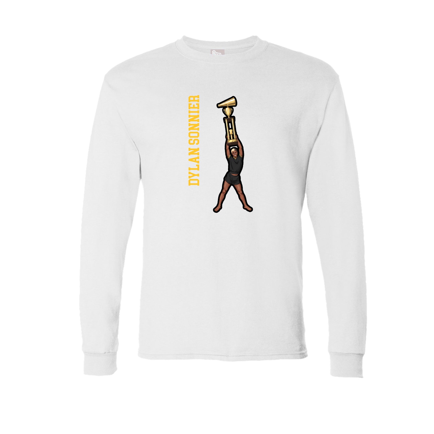 Long Sleeve Tee — Name Vertical in White