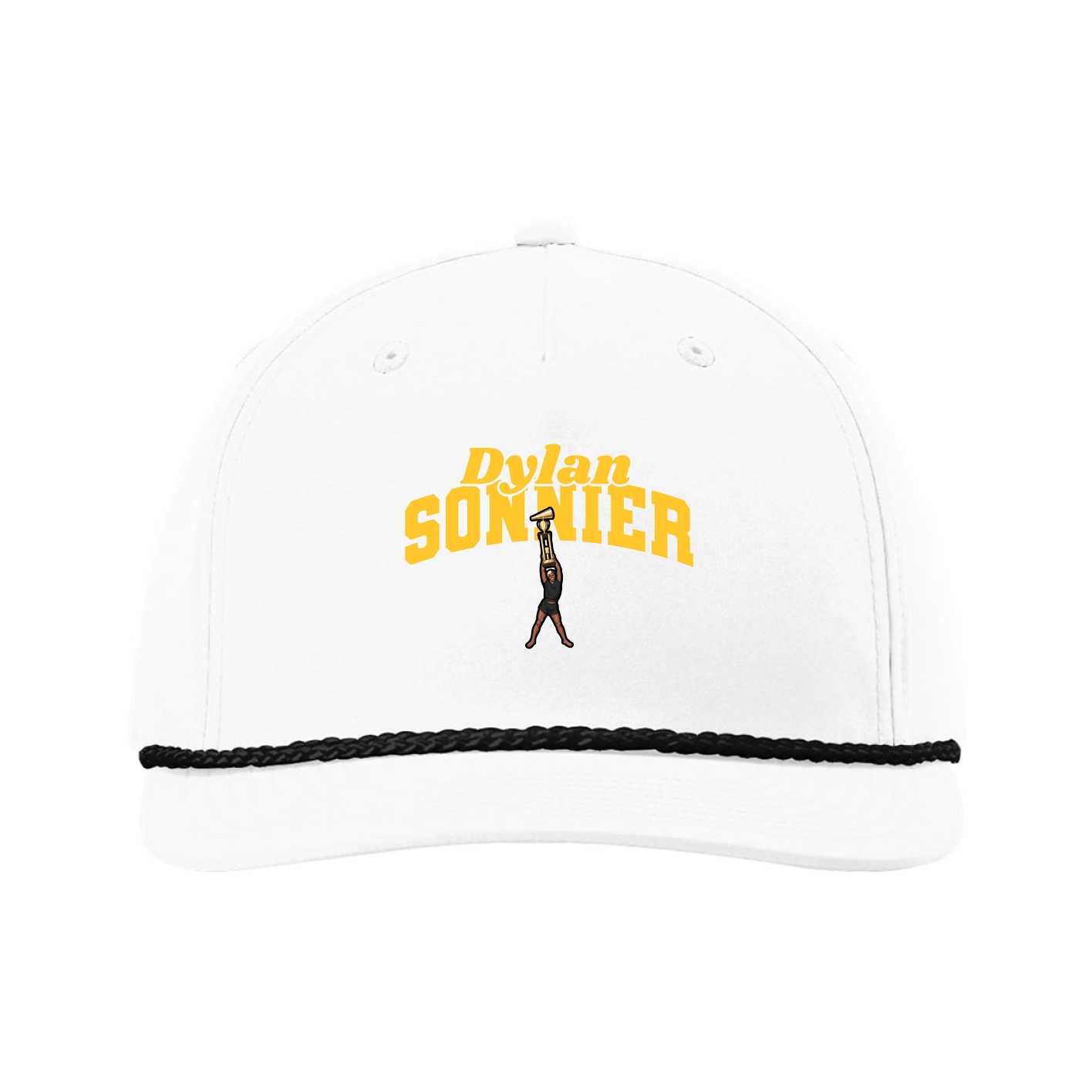 Five-Panel Classic Rope Cap — Signature Arch in White