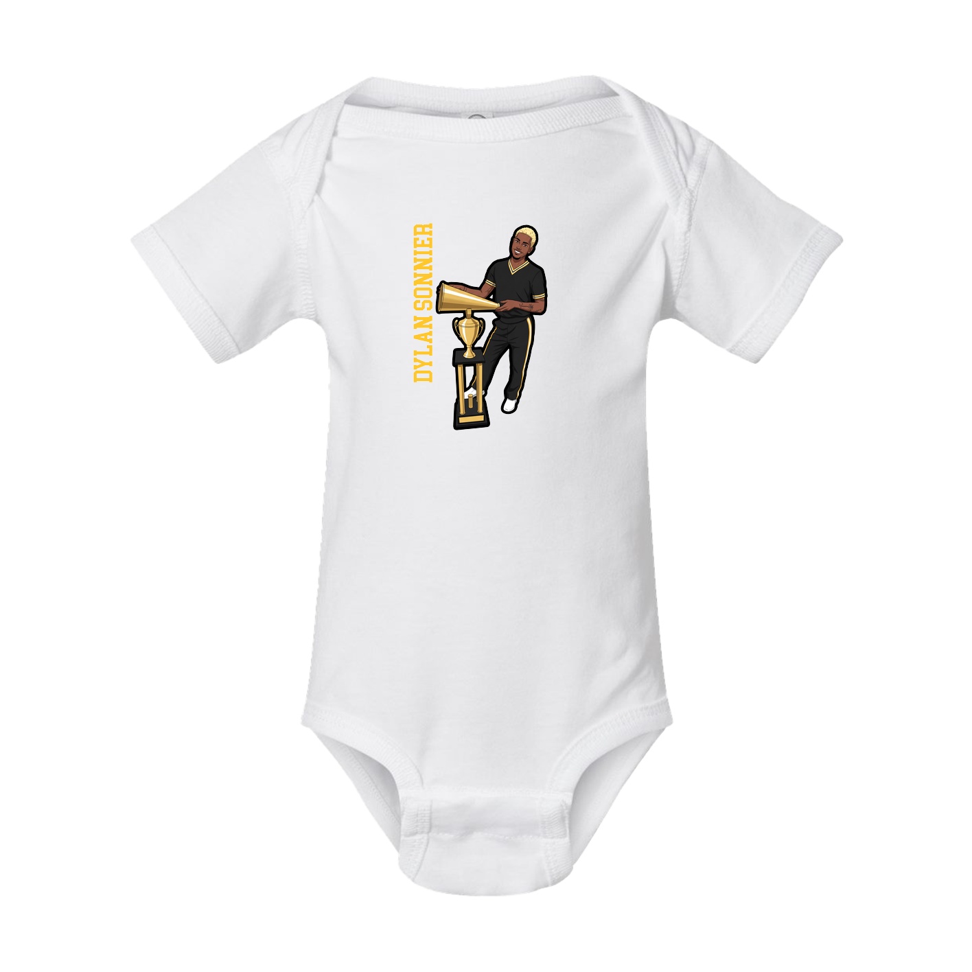 Baby Onesie — Name Vertical in White