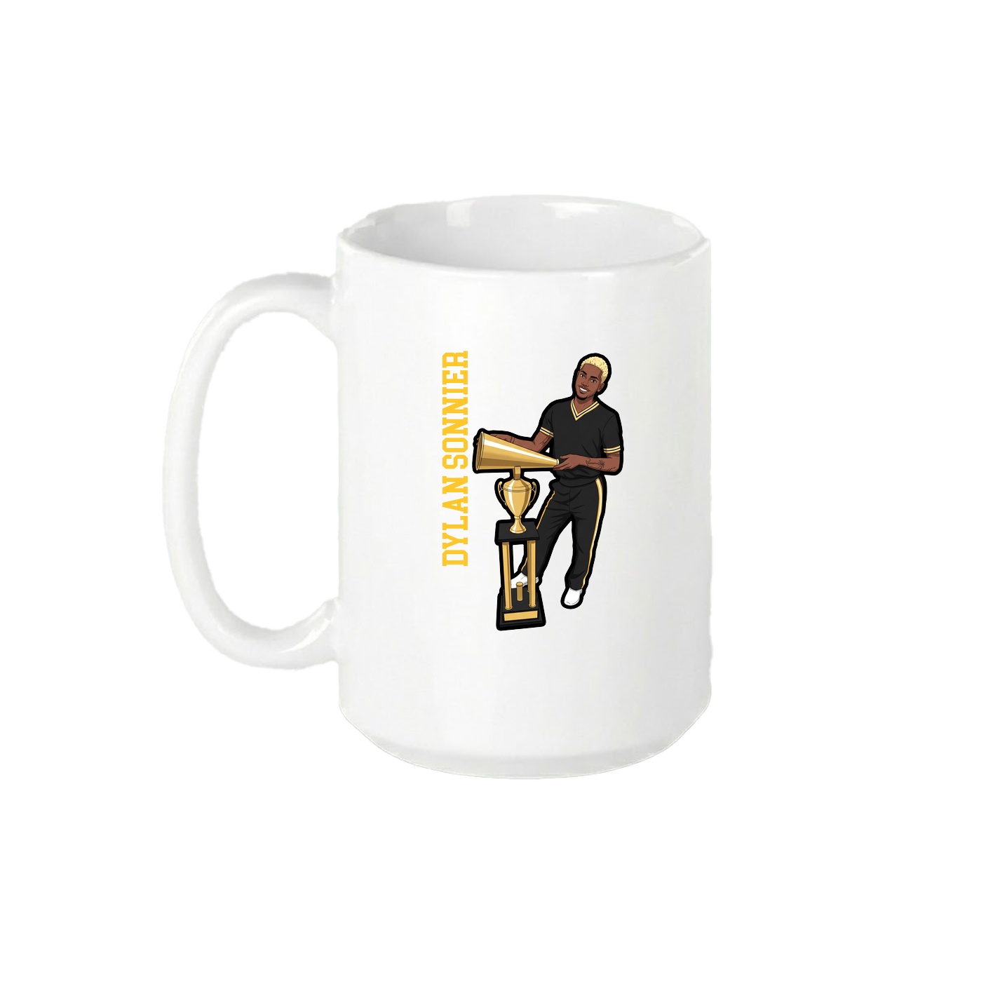 15oz Coffee Mug — Name Vertical in White