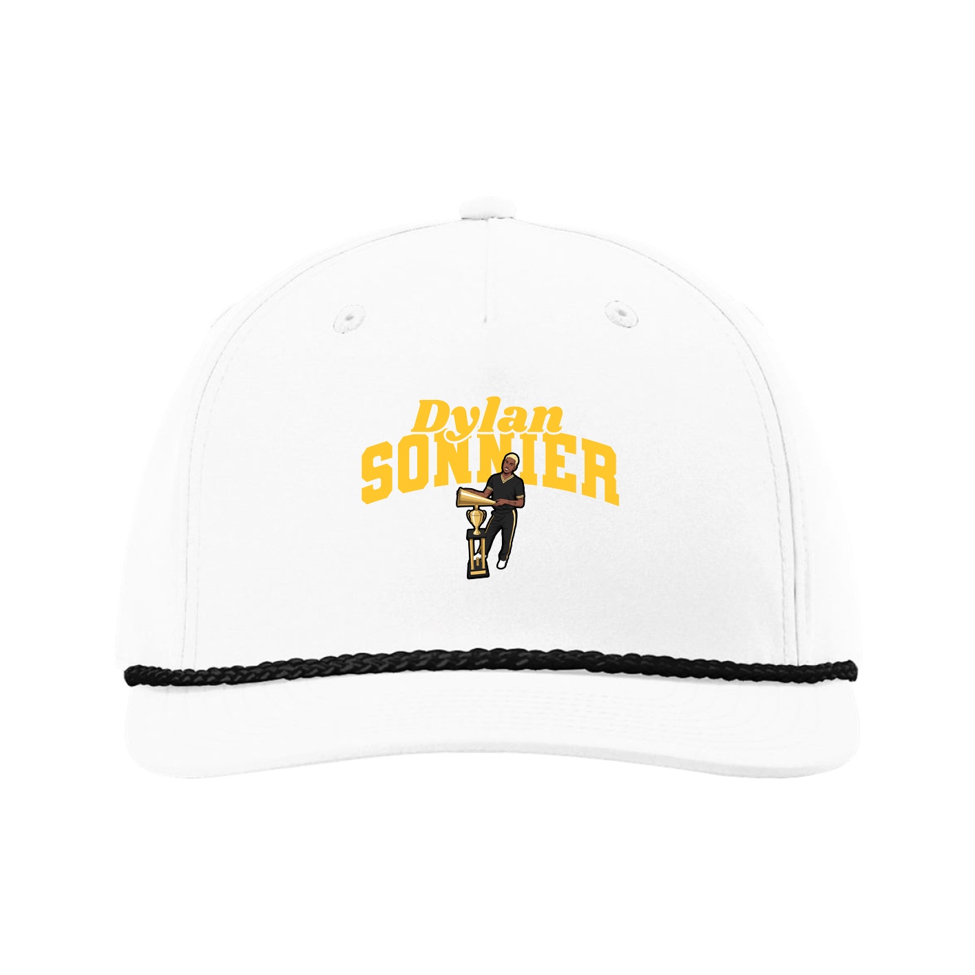 Five-Panel Classic Rope Cap — Signature Arch in White