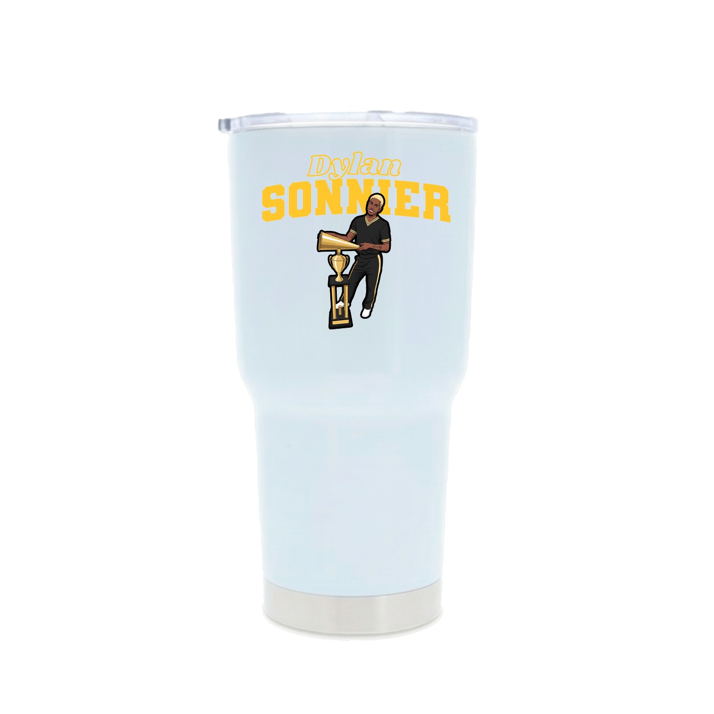 30oz Stainless Steel Tumbler — Name Arch in White