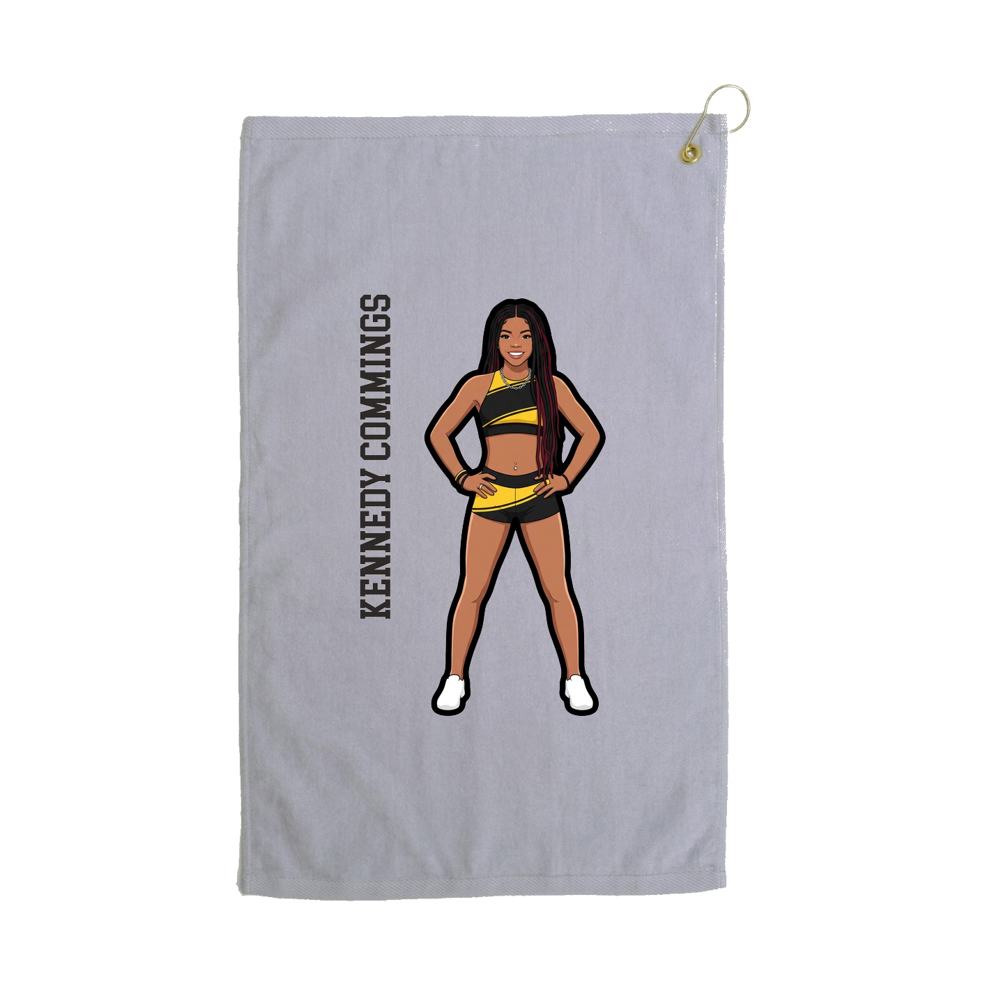 Golf Towel — Name Vertical in Grey