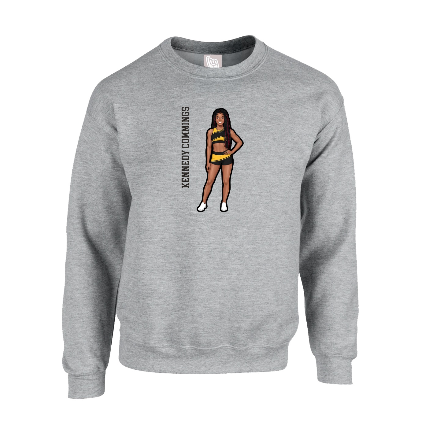Fleece Crew — Name Vertical in Grey