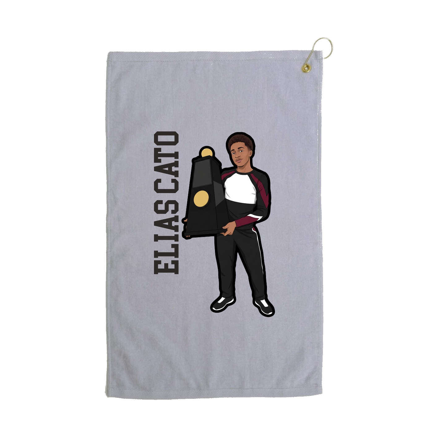 Golf Towel — Name Vertical in Grey