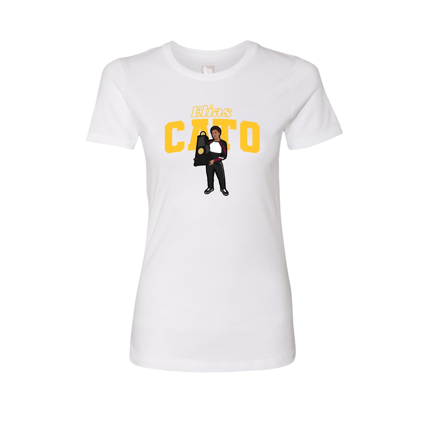 Fitted Women's Tee — Name Arch in White