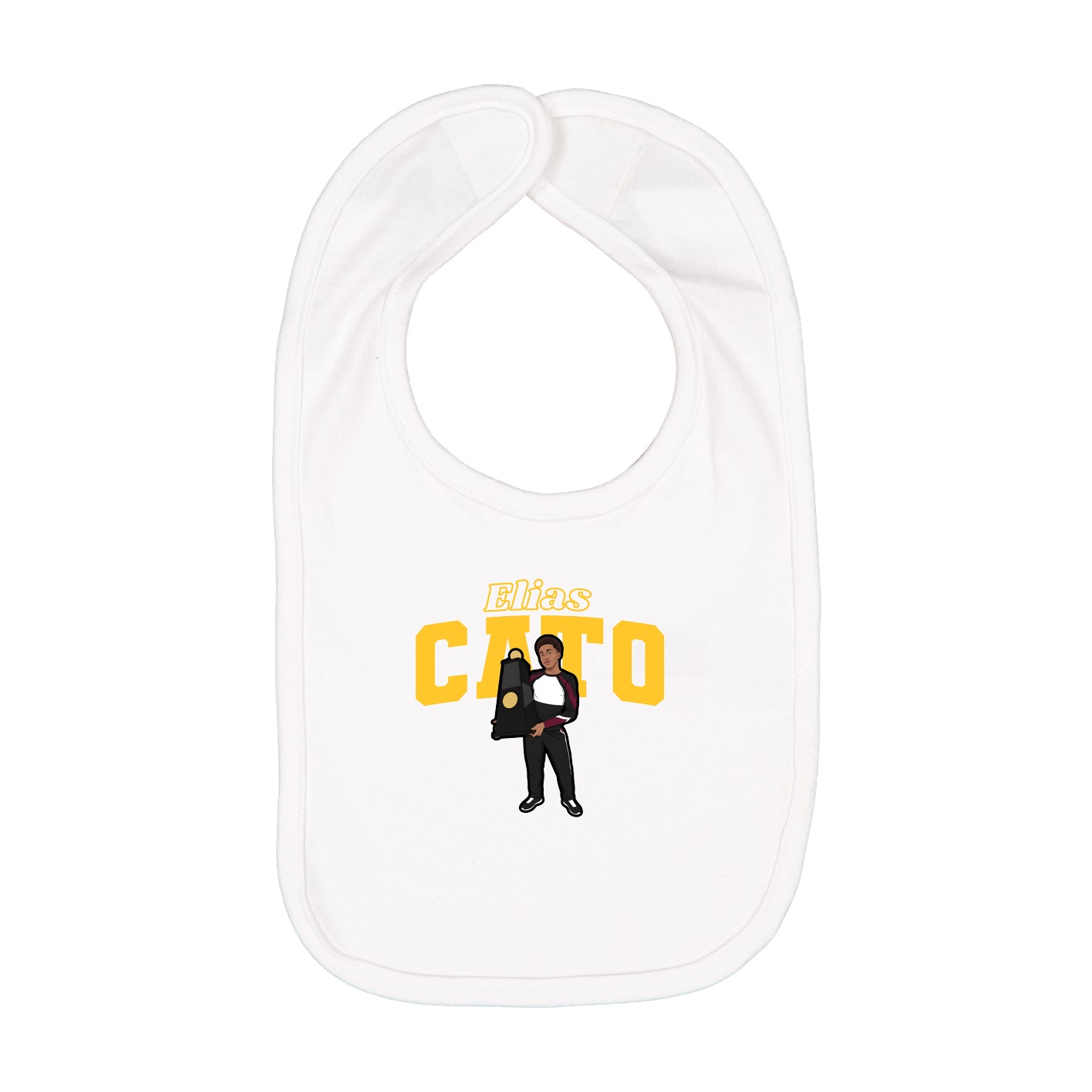 Infant Bib — Name Arch in White