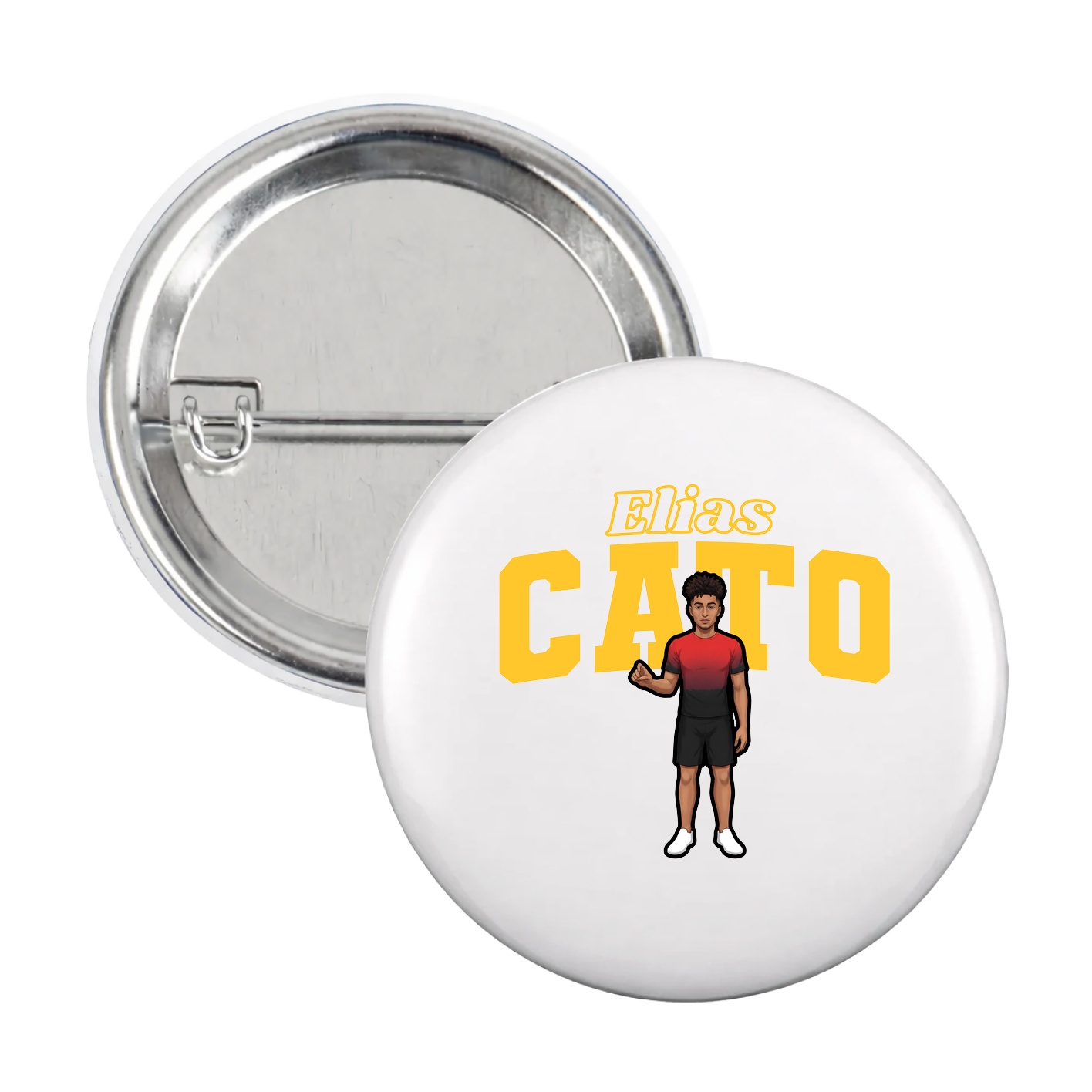 Game Day Button — Name Arch in White