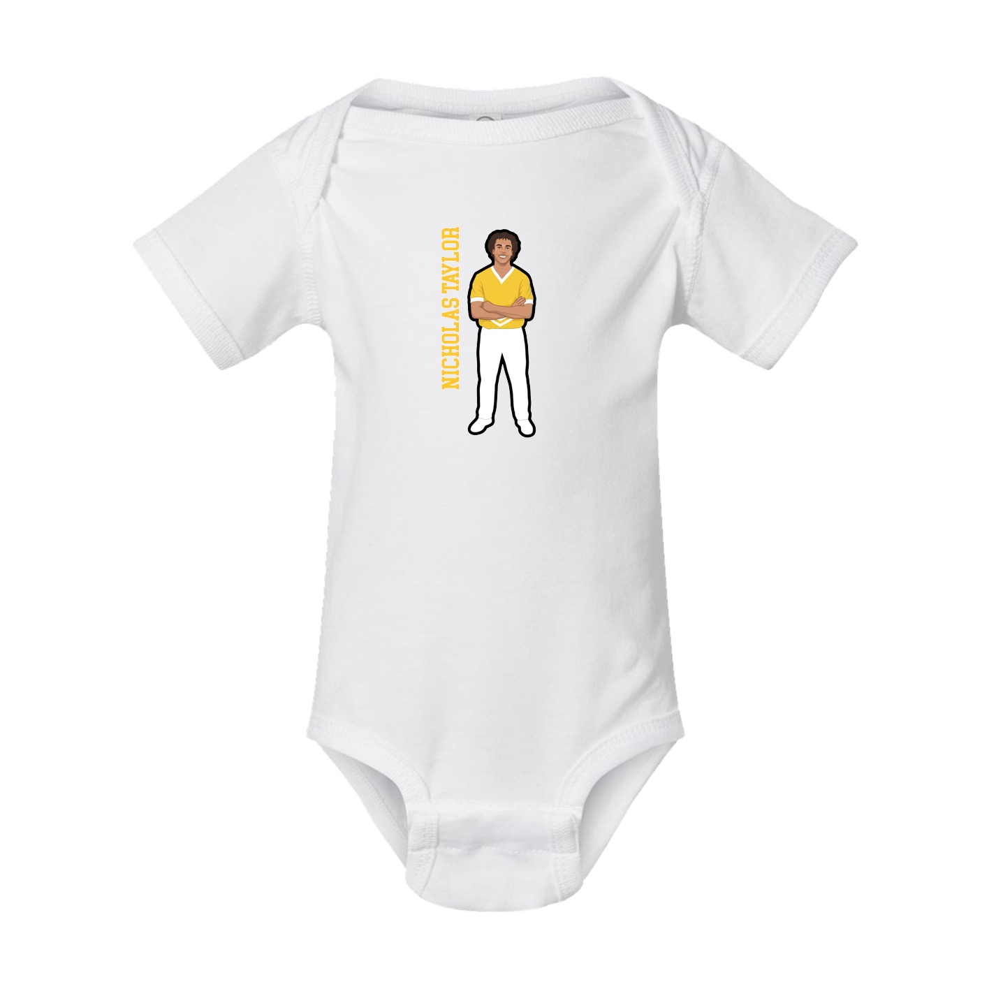Baby Onesie — Name Vertical in White