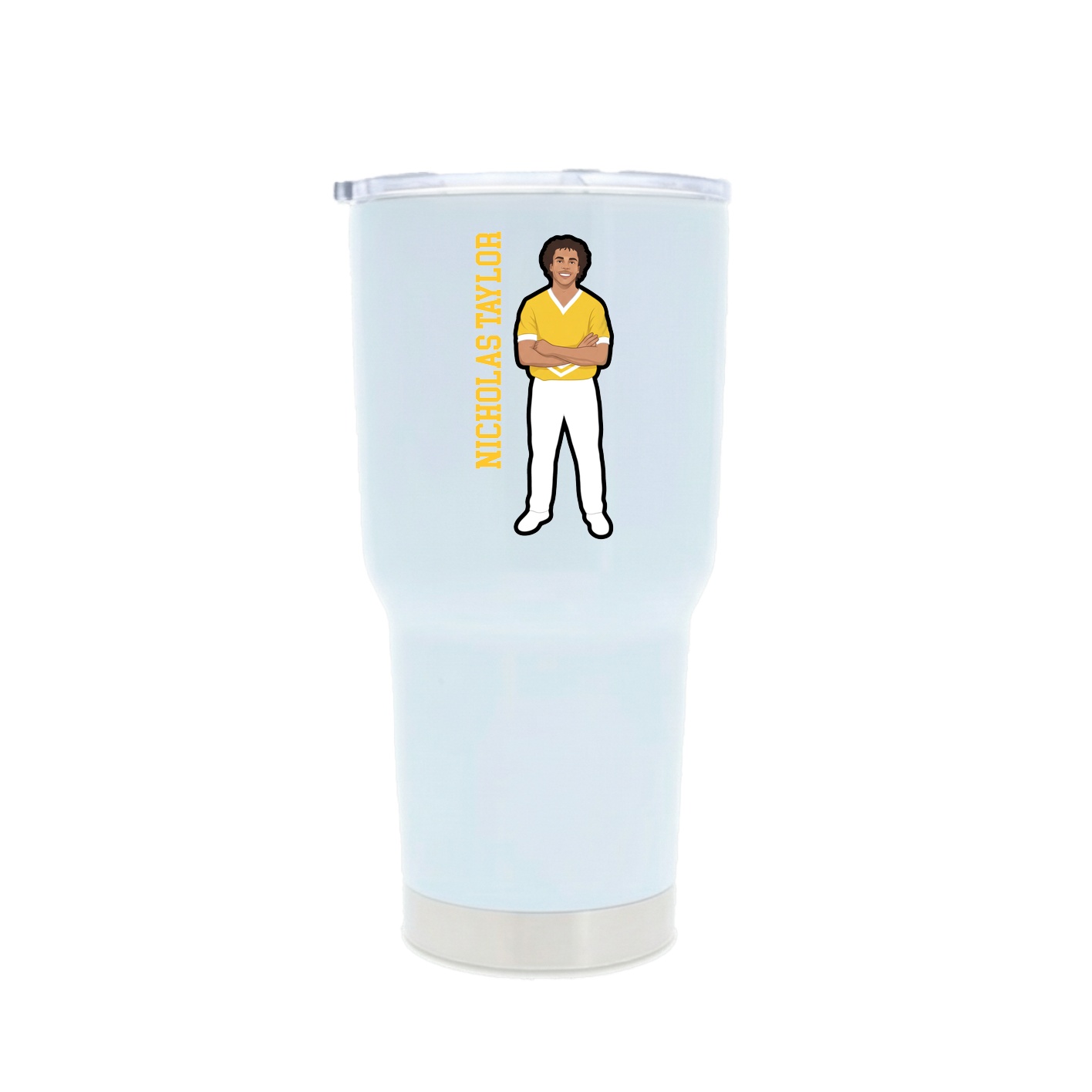 30oz Stainless Steel Tumbler — Name Vertical in White