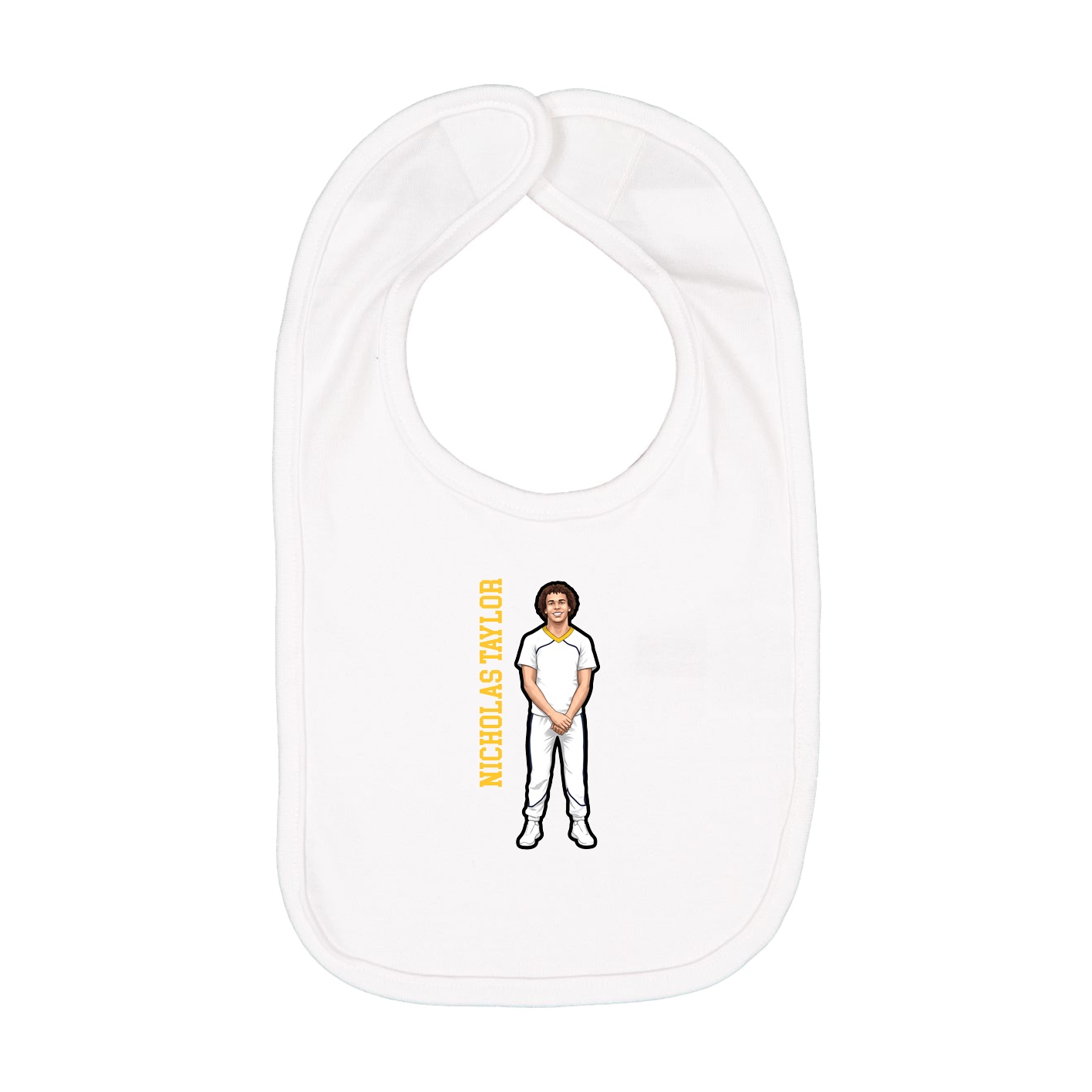 Infant Bib — Name Vertical in White