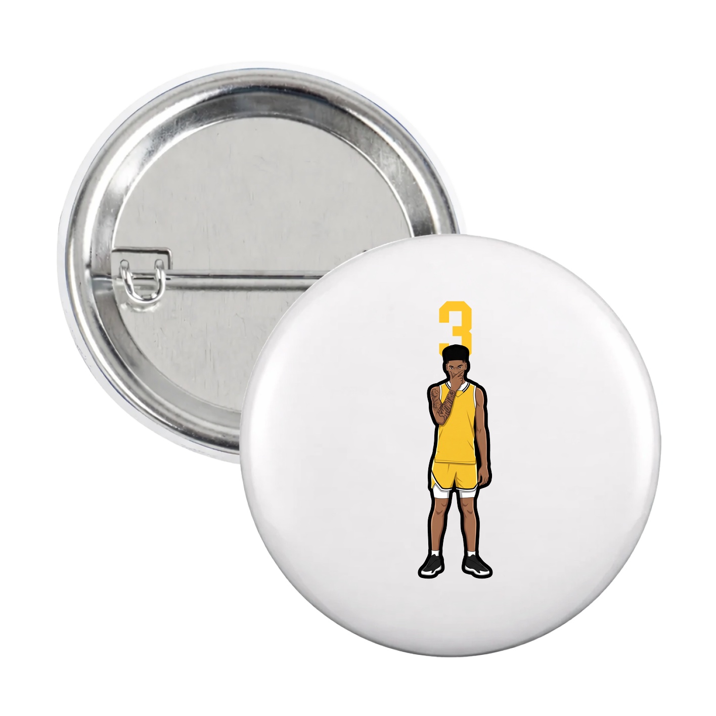 Game Day Button — Number Top in White
