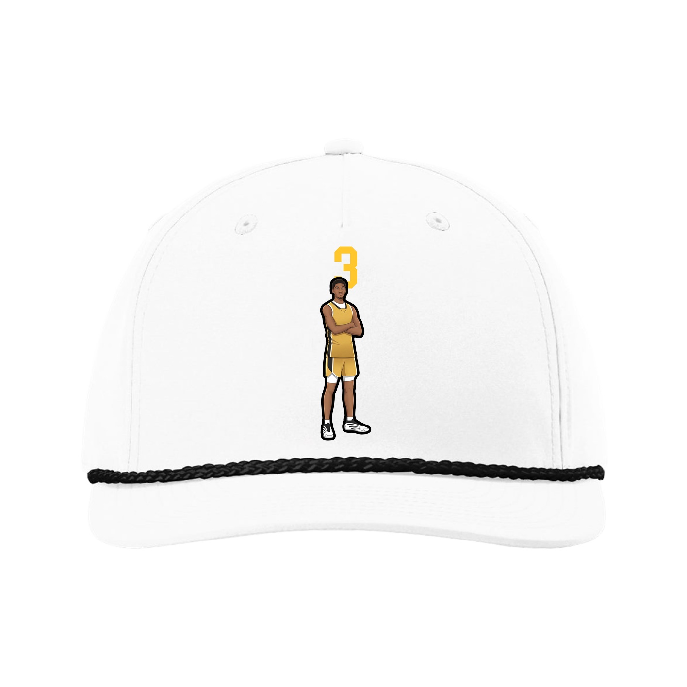Five-Panel Classic Rope Cap — Number Top in White